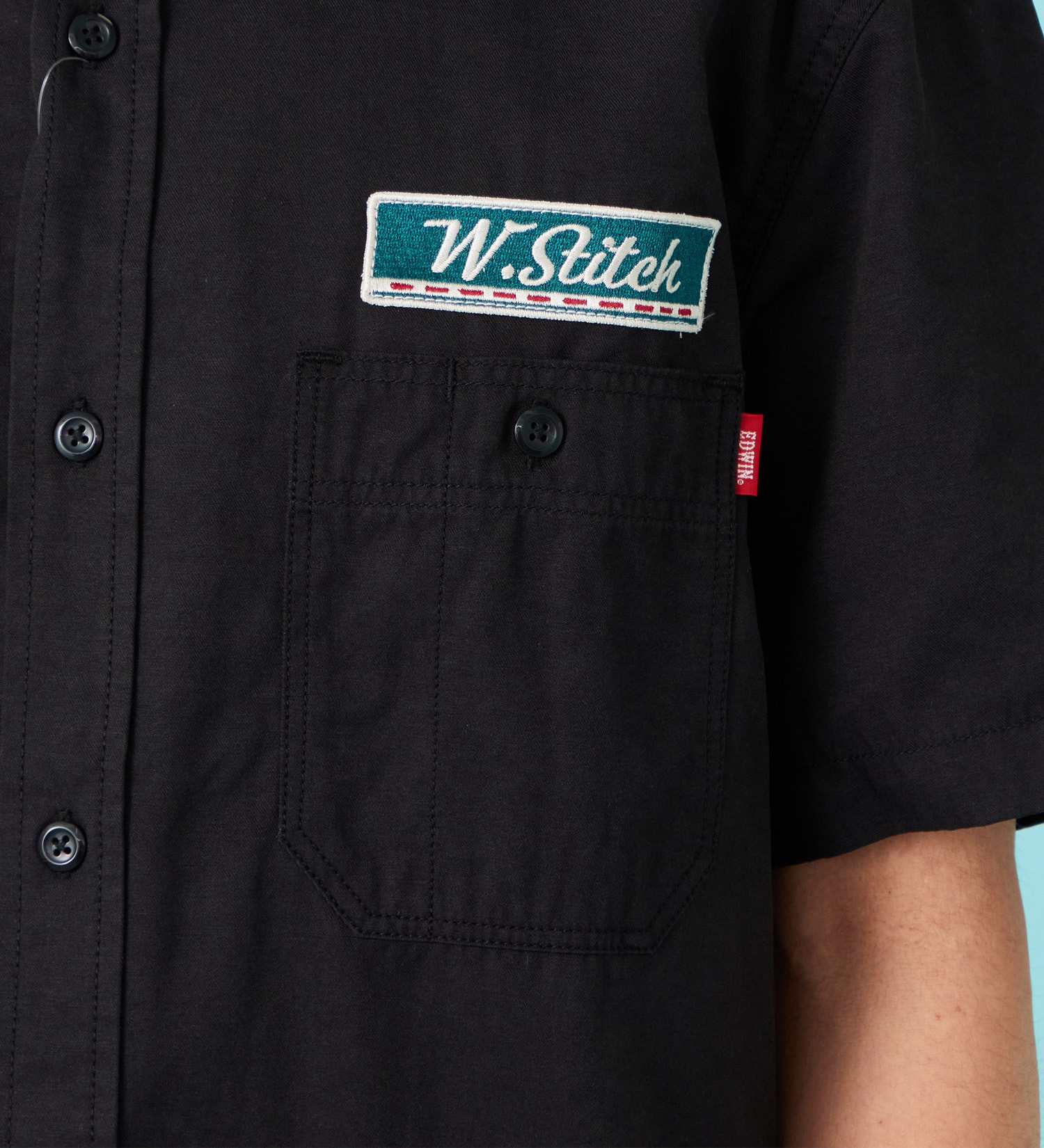 EDWIN(エドウイン)のワッペン 半袖ワークシャツ【アウトレット店舗・WEB限定商品】|トップス/シャツ/ブラウス/メンズ|ブラック
