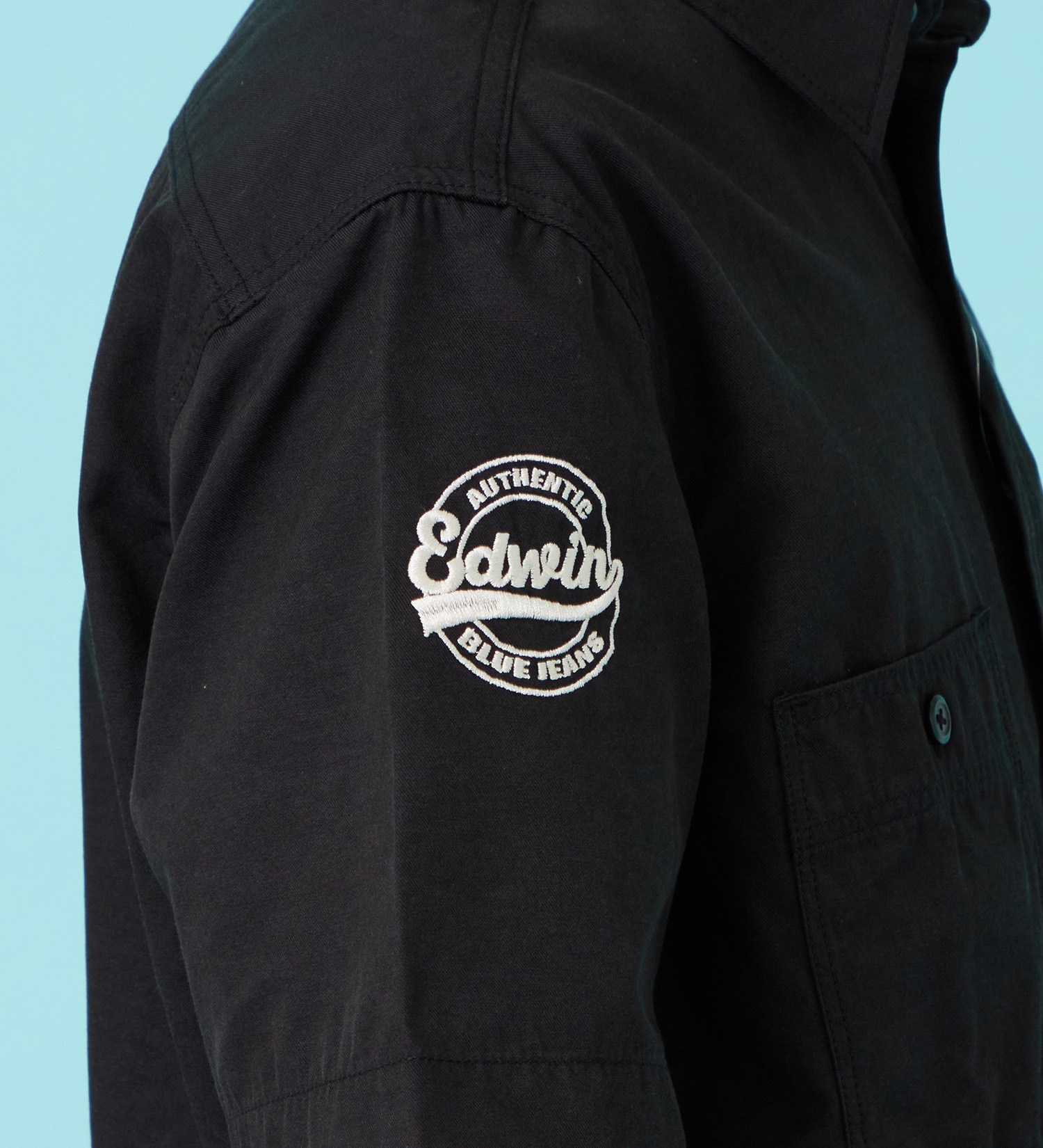 EDWIN(エドウイン)のワッペン 半袖ワークシャツ【アウトレット店舗・WEB限定商品】|トップス/シャツ/ブラウス/メンズ|ブラック
