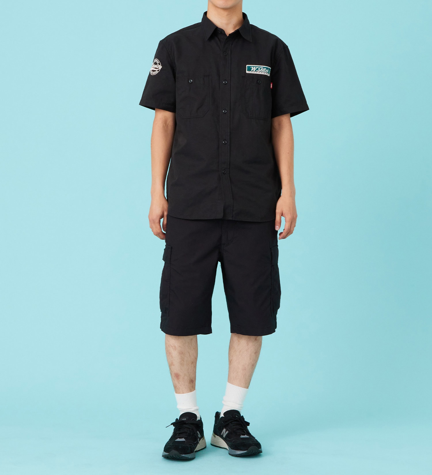 EDWIN(エドウイン)のワッペン 半袖ワークシャツ【アウトレット店舗・WEB限定商品】|トップス/シャツ/ブラウス/メンズ|ブラック