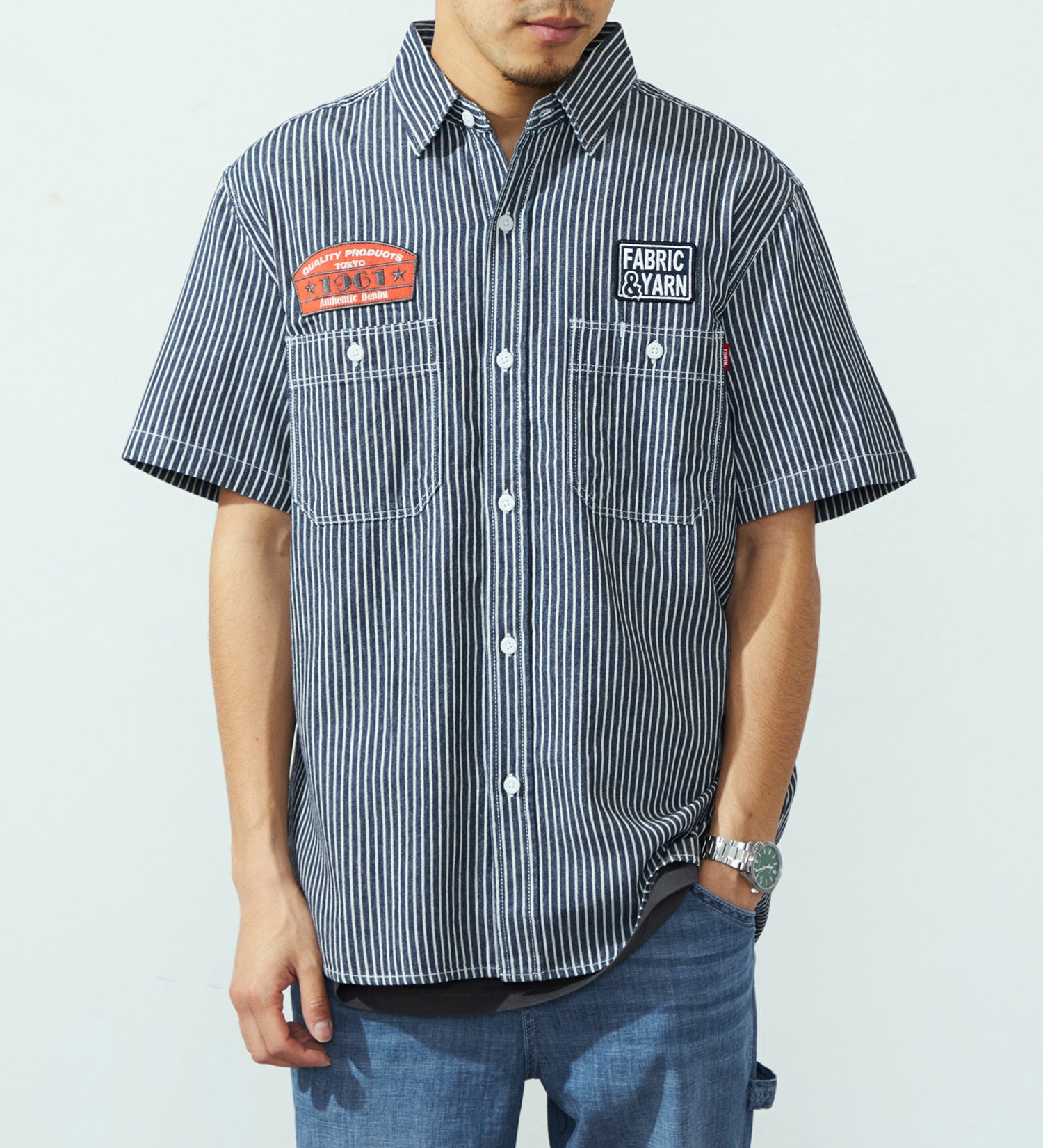 EDWIN(エドウイン)のワークシャツ【半袖】【アウトレット店舗・WEB限定】|トップス/シャツ/ブラウス/メンズ|ヒッコリー