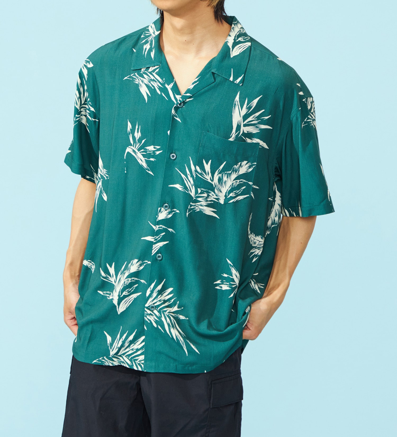 EDWIN(エドウイン)の【ポイントアップ対象】オープンカラーシャツ【アウトレット店舗・WEB限定】|トップス/シャツ/ブラウス/メンズ|グリーン