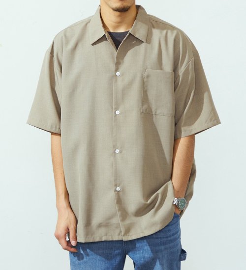 EDWIN(エドウイン)のビッグフィットシャツ【半袖】【アウトレット店舗・WEB限定】|トップス/シャツ/ブラウス/メンズ|ベージュ