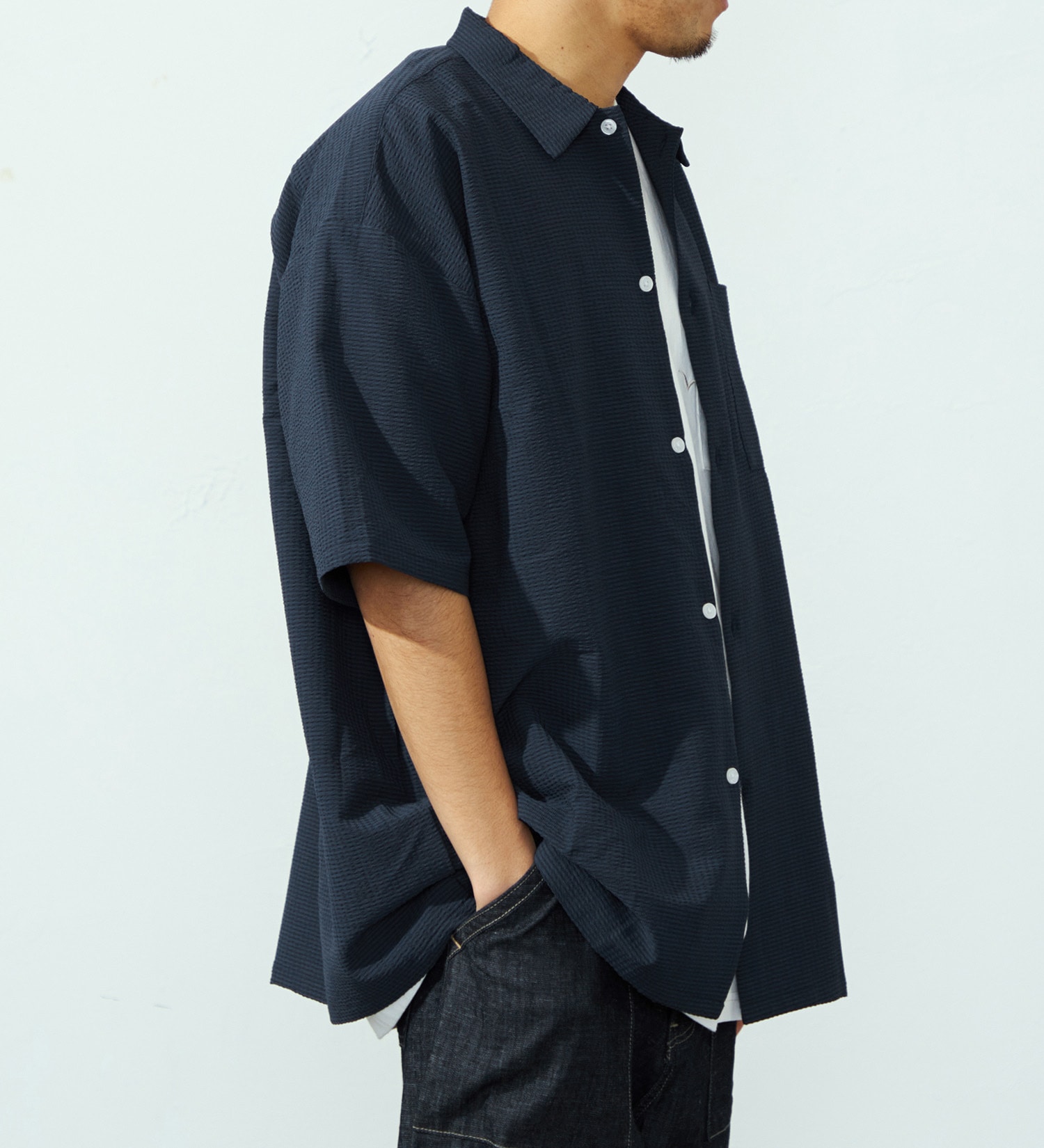 EDWIN(エドウイン)の【ポイントアップ対象】ビッグフィットシャツ【半袖】【アウトレット店舗・WEB限定】|トップス/シャツ/ブラウス/メンズ|ネイビー