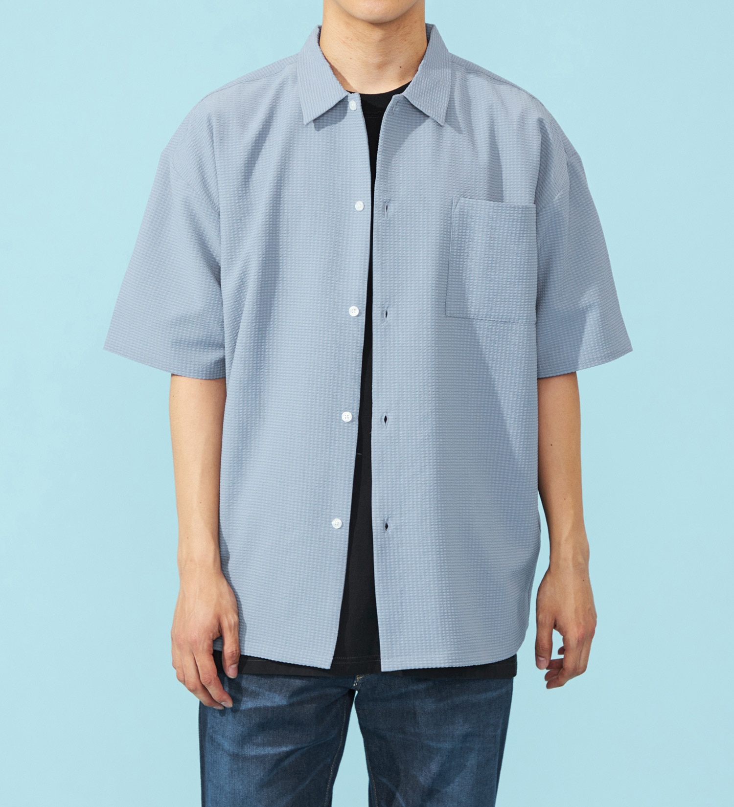 EDWIN(エドウイン)のビッグフィットシャツ【半袖】【アウトレット店舗・WEB限定】|トップス/シャツ/ブラウス/メンズ|ライトブルー