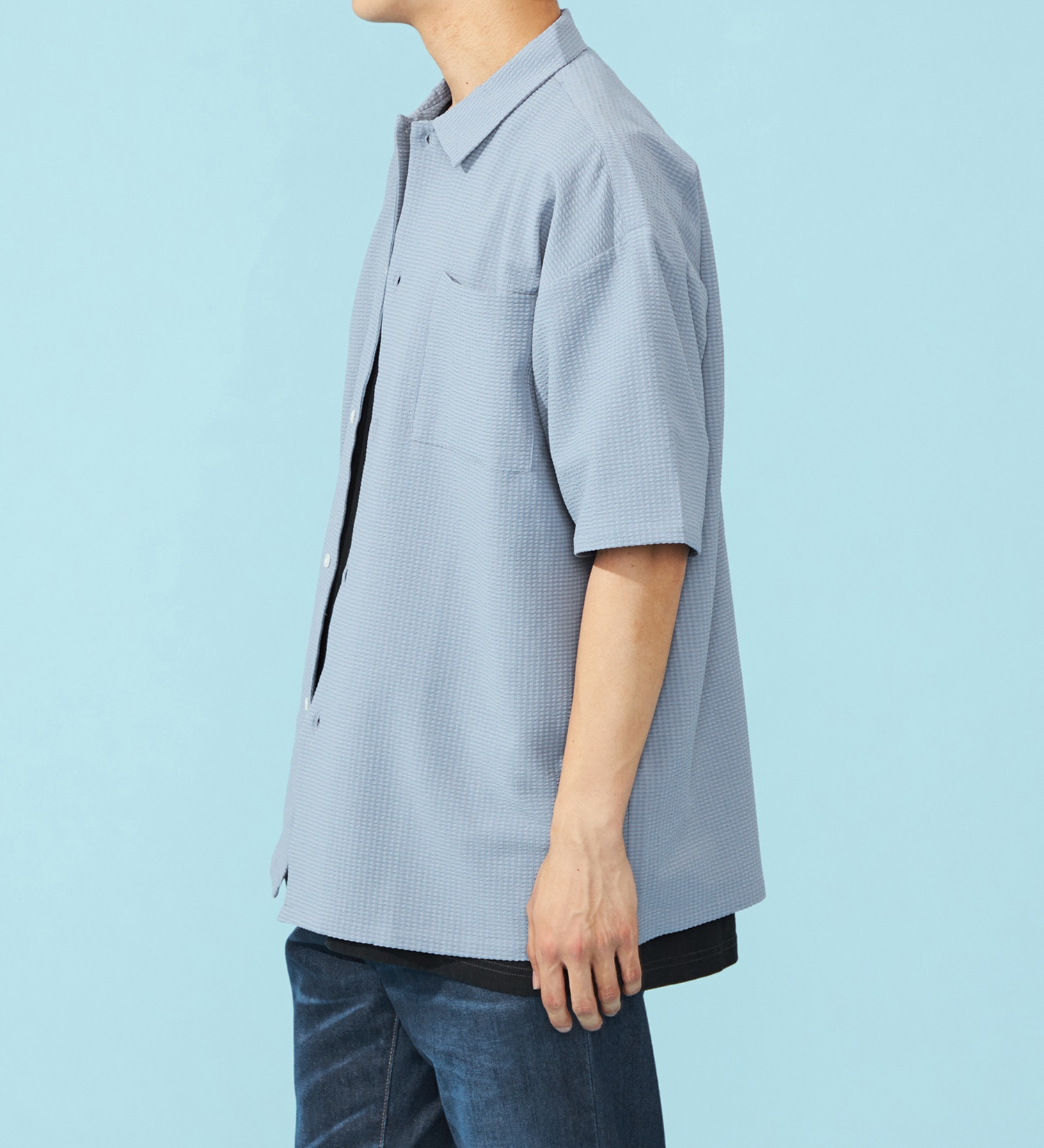 EDWIN(エドウイン)のビッグフィットシャツ【半袖】【アウトレット店舗・WEB限定】|トップス/シャツ/ブラウス/メンズ|ライトブルー