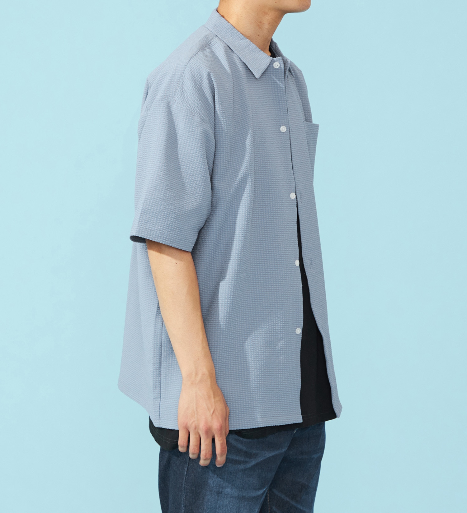 EDWIN(エドウイン)のビッグフィットシャツ【半袖】【アウトレット店舗・WEB限定】|トップス/シャツ/ブラウス/メンズ|ライトブルー
