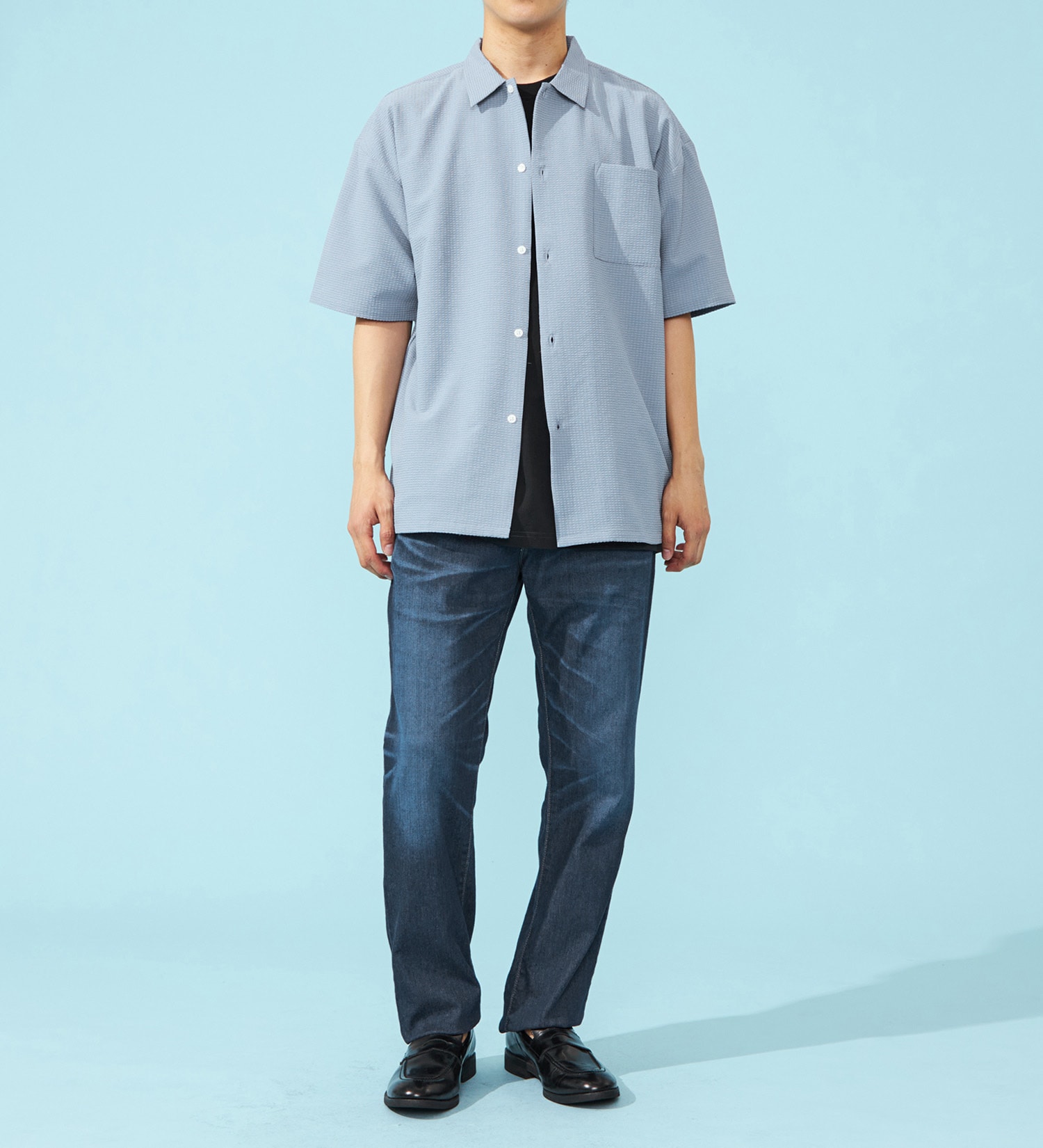 EDWIN(エドウイン)のビッグフィットシャツ【半袖】【アウトレット店舗・WEB限定】|トップス/シャツ/ブラウス/メンズ|ライトブルー