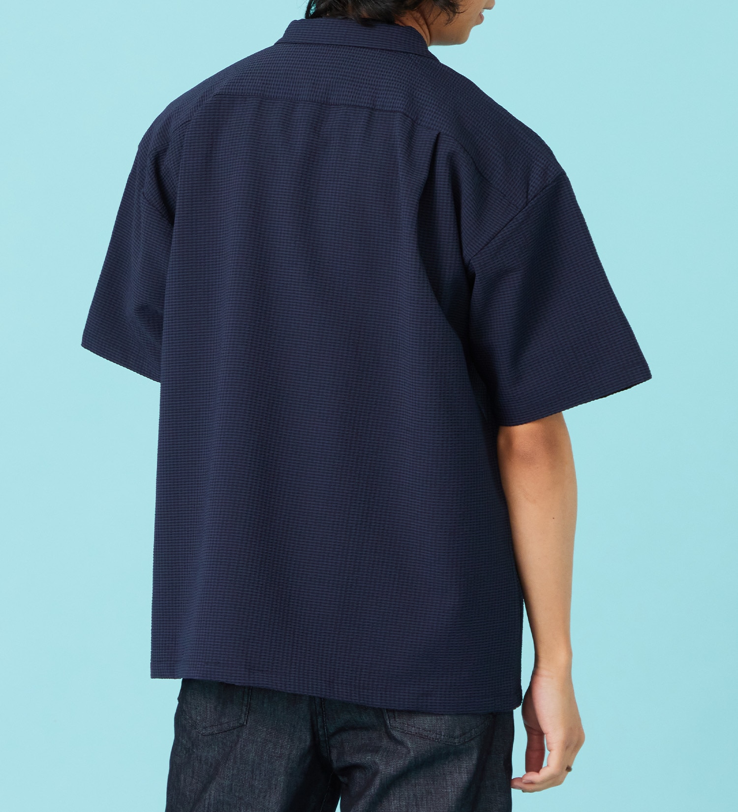 EDWIN(エドウイン)のシアサッカー 半袖ビッグシャツ【アウトレット店舗・WEB限定商品】|トップス/Tシャツ/カットソー/メンズ|ネイビー