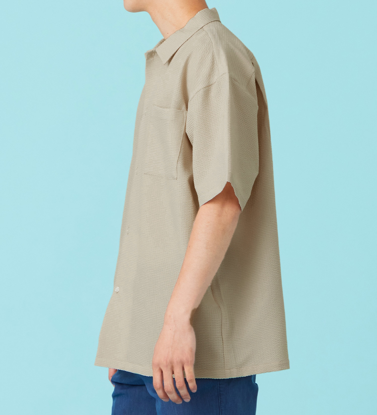 EDWIN(エドウイン)のシアサッカー 半袖ビッグシャツ【アウトレット店舗・WEB限定商品】|トップス/Tシャツ/カットソー/メンズ|アイボリー