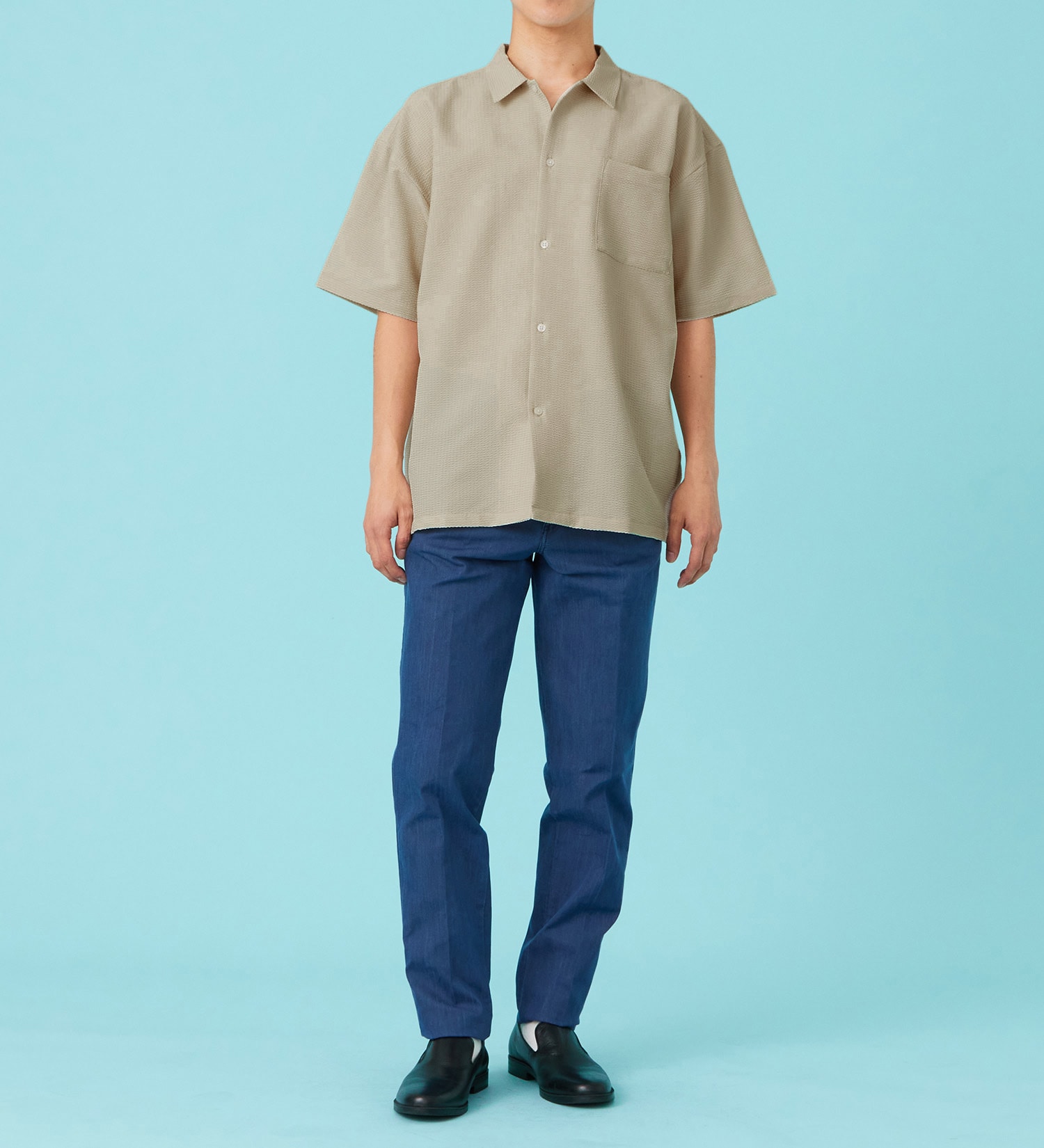 EDWIN(エドウイン)のシアサッカー 半袖ビッグシャツ【アウトレット店舗・WEB限定商品】|トップス/Tシャツ/カットソー/メンズ|アイボリー