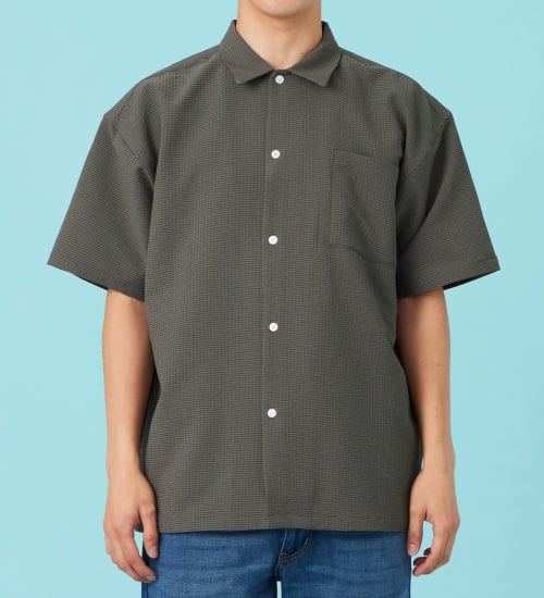 EDWIN(エドウイン)のシアサッカー 半袖ビッグシャツ【アウトレット店舗・WEB限定商品】|トップス/Tシャツ/カットソー/メンズ|チャコール