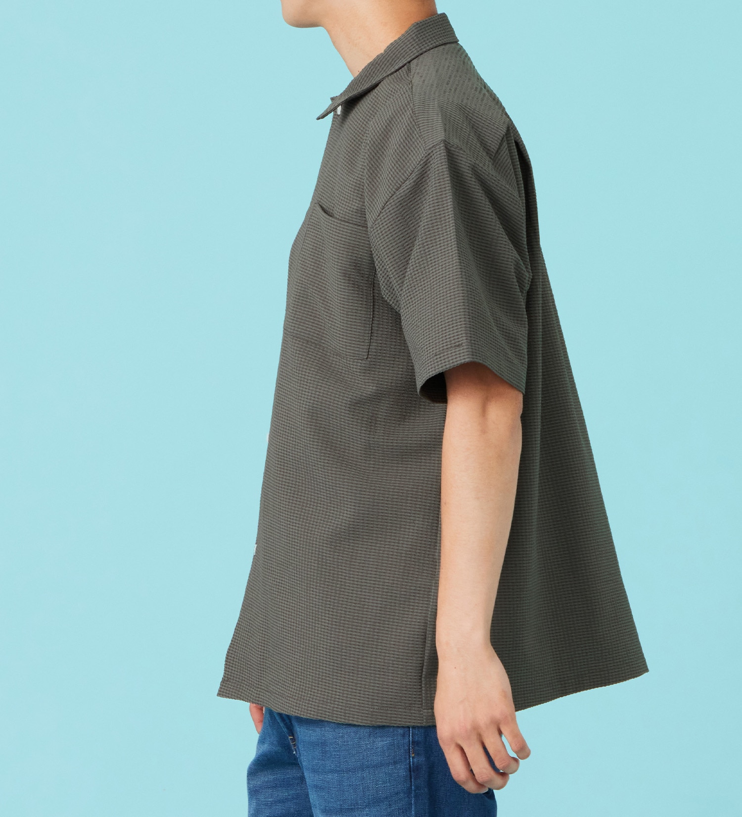 EDWIN(エドウイン)のシアサッカー 半袖ビッグシャツ【アウトレット店舗・WEB限定商品】|トップス/Tシャツ/カットソー/メンズ|チャコール