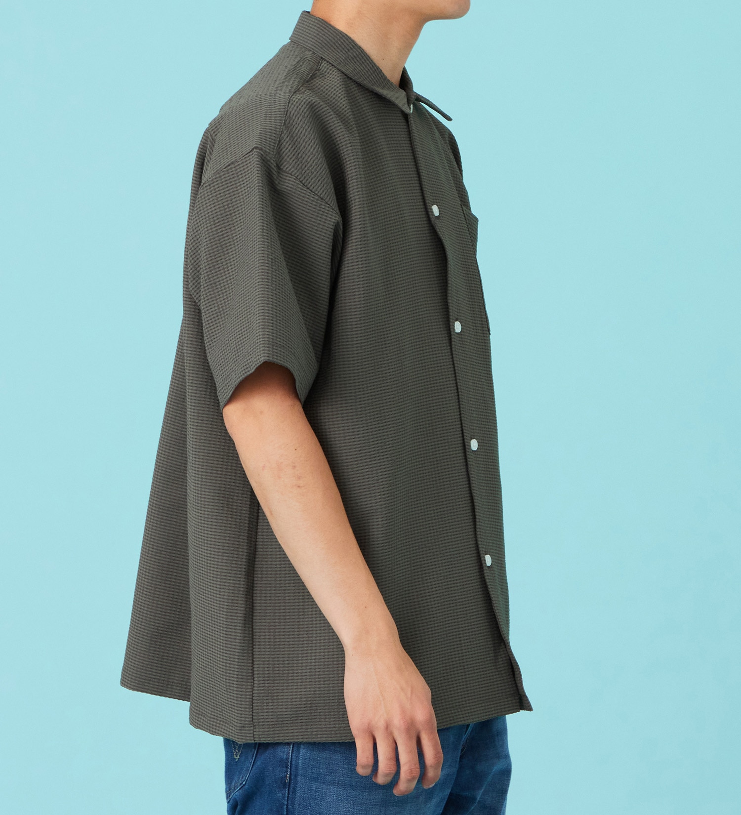 EDWIN(エドウイン)のシアサッカー 半袖ビッグシャツ【アウトレット店舗・WEB限定商品】|トップス/Tシャツ/カットソー/メンズ|チャコール