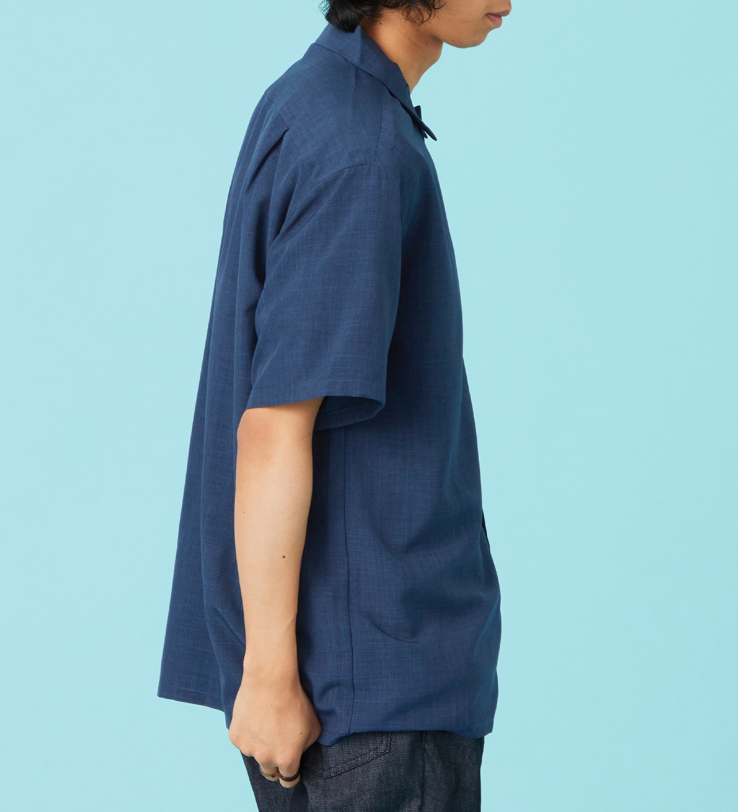 EDWIN(エドウイン)のリネンライク 半袖レギュラーカラーシャツ【アウトレット店舗・WEB限定商品】|トップス/Tシャツ/カットソー/メンズ|ネイビー