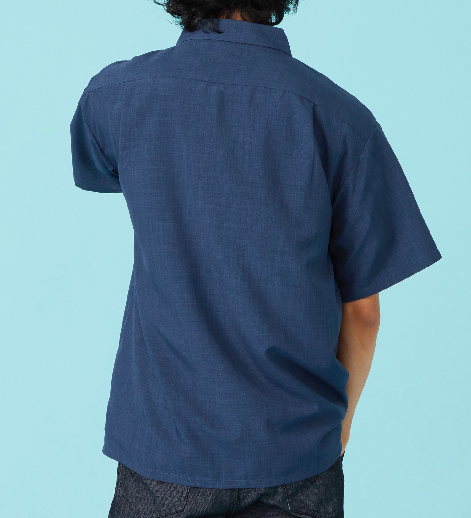 EDWIN(エドウイン)のリネンライク 半袖レギュラーカラーシャツ【アウトレット店舗・WEB限定商品】|トップス/Tシャツ/カットソー/メンズ|ネイビー