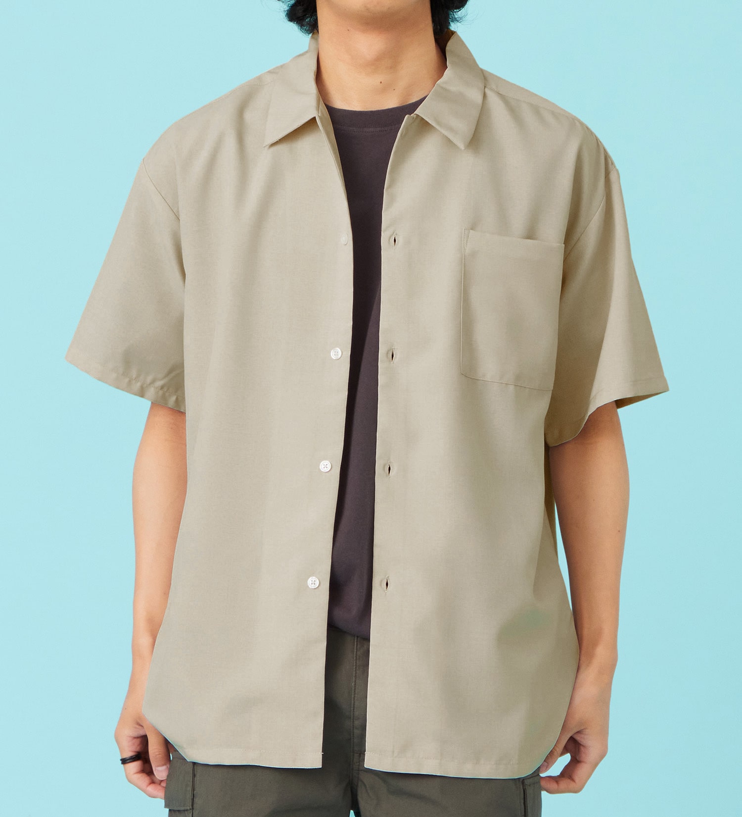 EDWIN(エドウイン)のリネンライク 半袖レギュラーカラーシャツ【アウトレット店舗・WEB限定商品】|トップス/Tシャツ/カットソー/メンズ|アイボリー