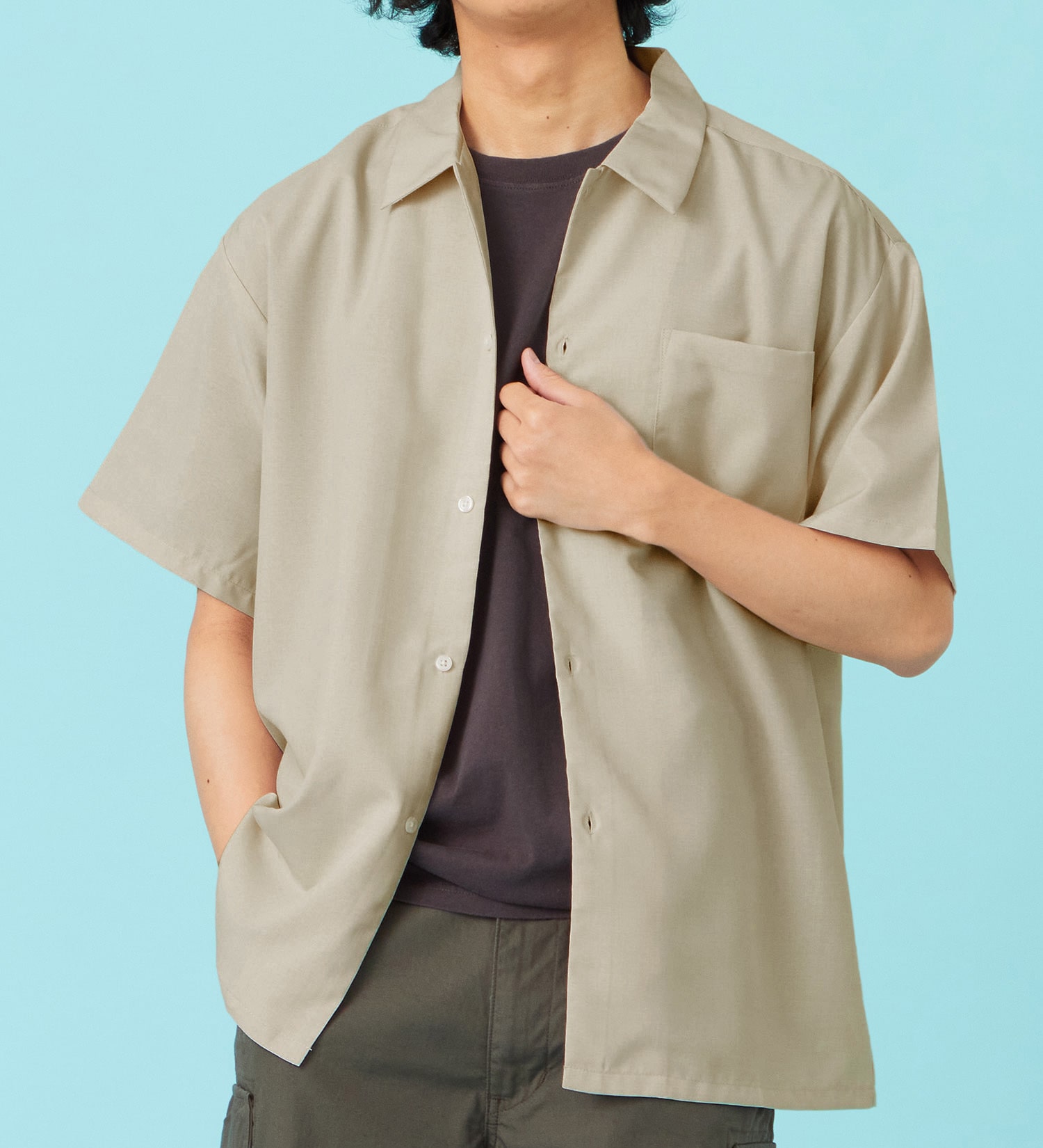 EDWIN(エドウイン)のリネンライク 半袖レギュラーカラーシャツ【アウトレット店舗・WEB限定商品】|トップス/Tシャツ/カットソー/メンズ|アイボリー
