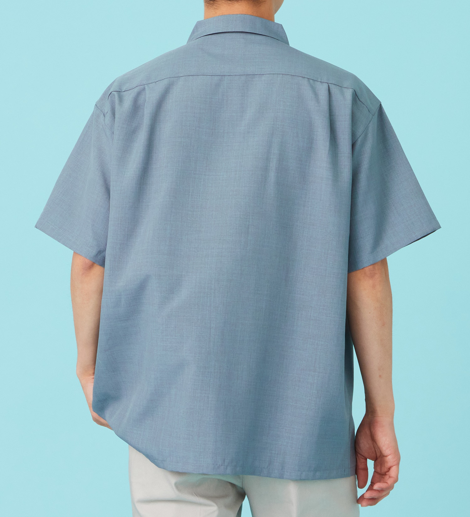 EDWIN(エドウイン)のリネンライク 半袖レギュラーカラーシャツ【アウトレット店舗・WEB限定商品】|トップス/Tシャツ/カットソー/メンズ|ブルー