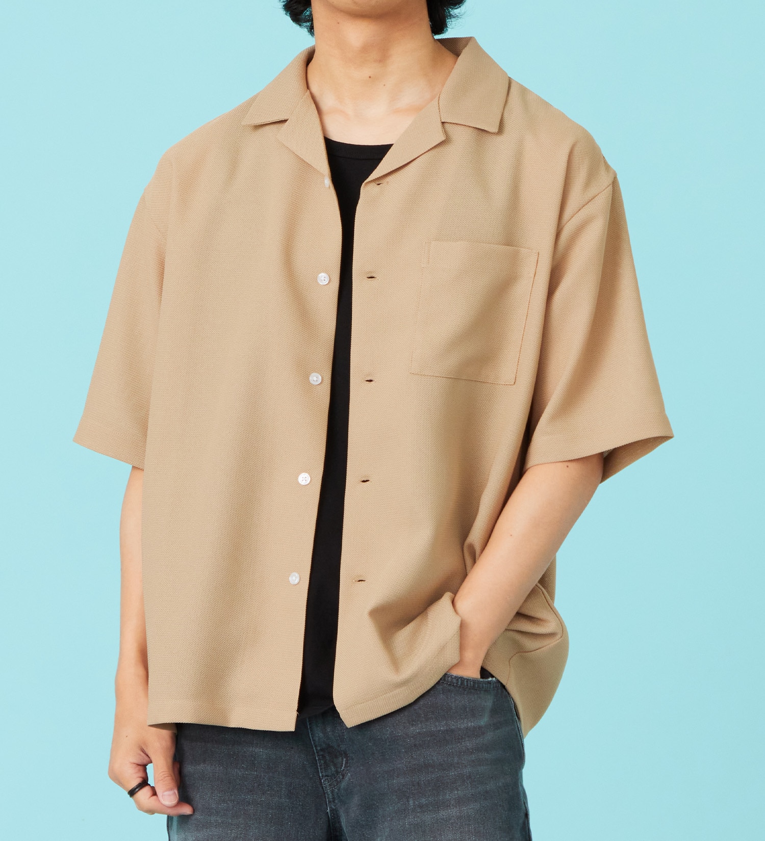 EDWIN(エドウイン)のシアー オープンカラーシャツ【アウトレット店舗・WEB限定商品】|トップス/シャツ/ブラウス/メンズ|カーキ
