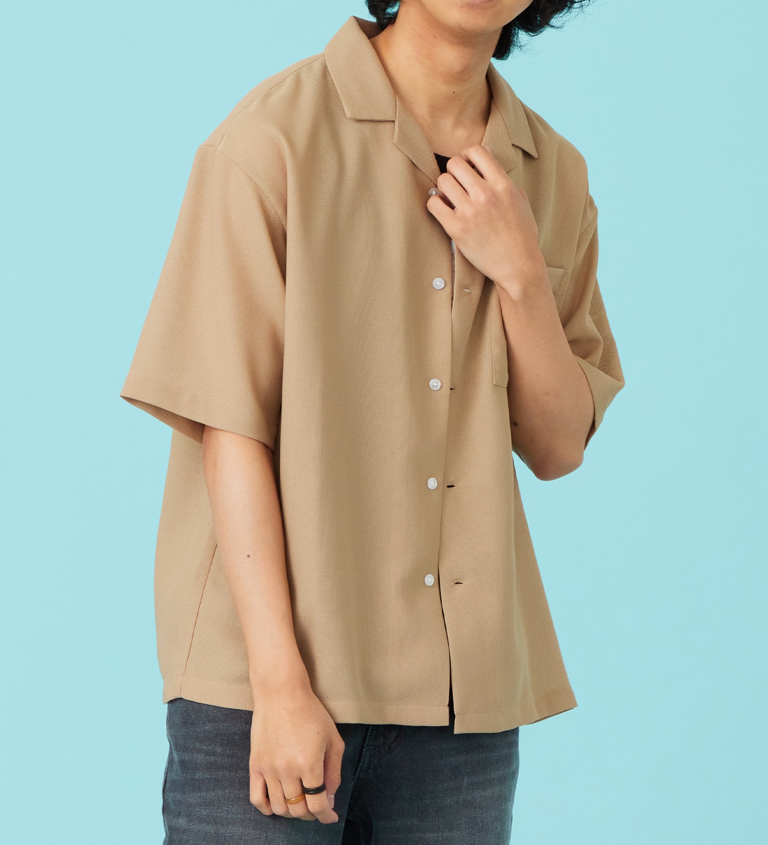 EDWIN(エドウイン)のシアー オープンカラーシャツ【アウトレット店舗・WEB限定商品】|トップス/シャツ/ブラウス/メンズ|カーキ