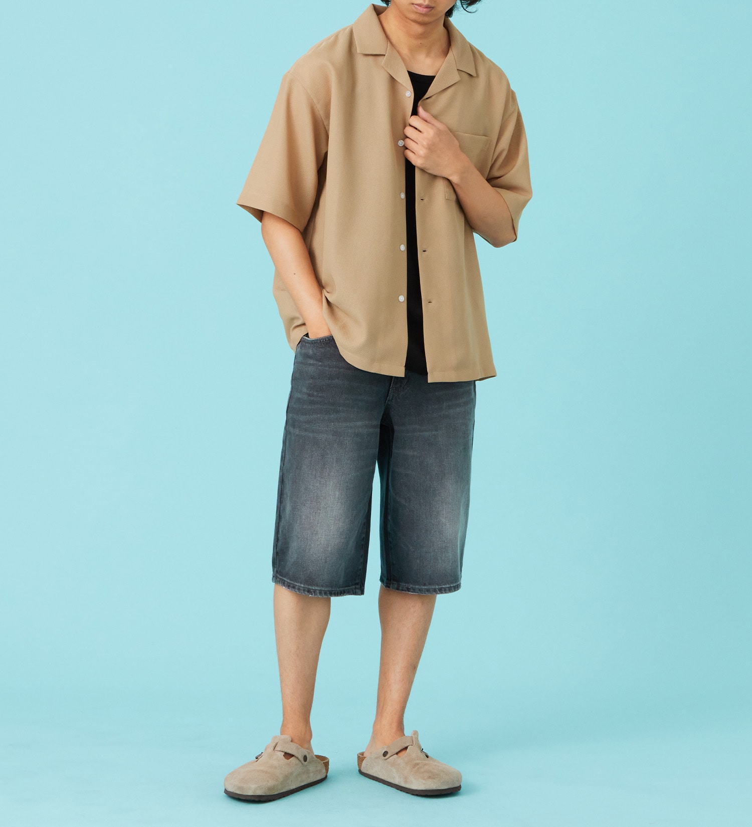 EDWIN(エドウイン)のシアー オープンカラーシャツ【アウトレット店舗・WEB限定商品】|トップス/シャツ/ブラウス/メンズ|カーキ
