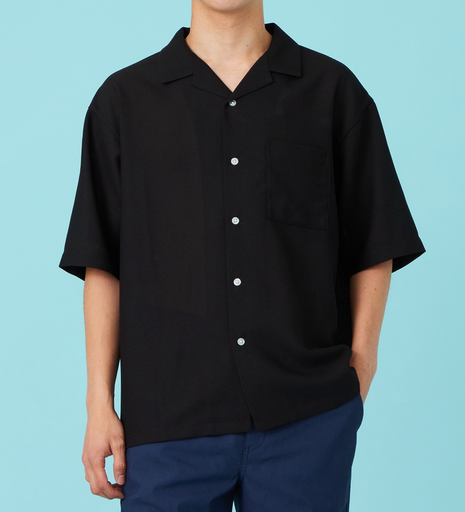EDWIN(エドウイン)のシアー オープンカラーシャツ【アウトレット店舗・WEB限定商品】|トップス/シャツ/ブラウス/メンズ|ブラック