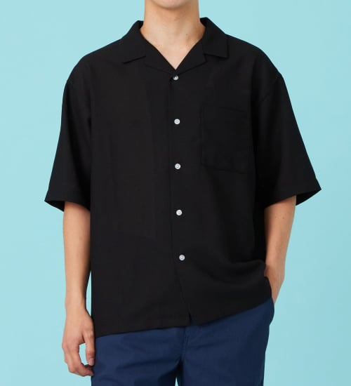 EDWIN(エドウイン)のシアー オープンカラーシャツ【アウトレット店舗・WEB限定商品】|トップス/シャツ/ブラウス/メンズ|ブラック