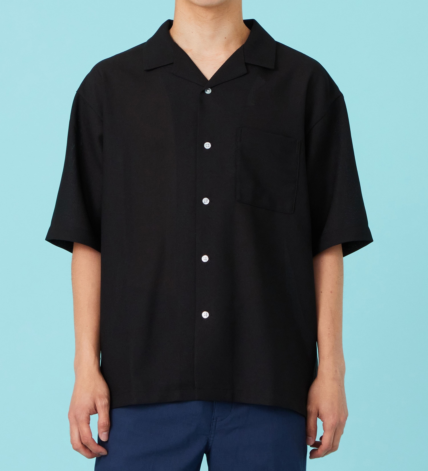 EDWIN(エドウイン)のシアー オープンカラーシャツ【アウトレット店舗・WEB限定商品】|トップス/シャツ/ブラウス/メンズ|ブラック