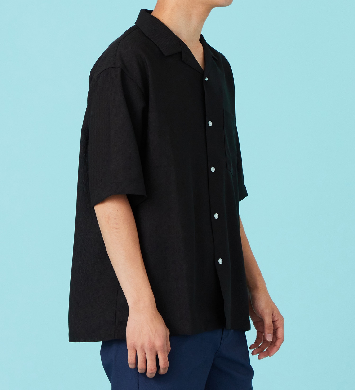 EDWIN(エドウイン)のシアー オープンカラーシャツ【アウトレット店舗・WEB限定商品】|トップス/シャツ/ブラウス/メンズ|ブラック