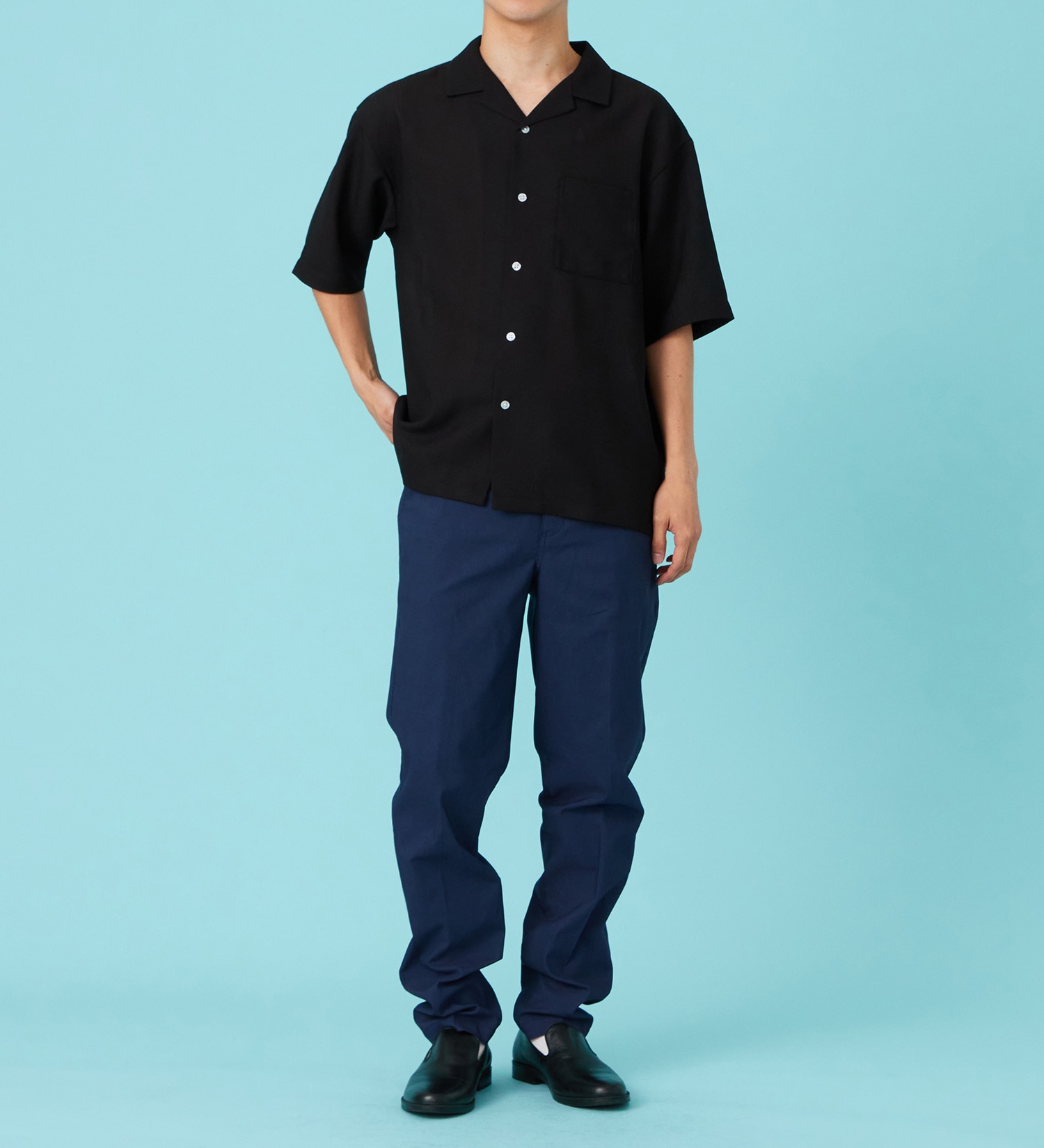 EDWIN(エドウイン)のシアー オープンカラーシャツ【アウトレット店舗・WEB限定商品】|トップス/シャツ/ブラウス/メンズ|ブラック