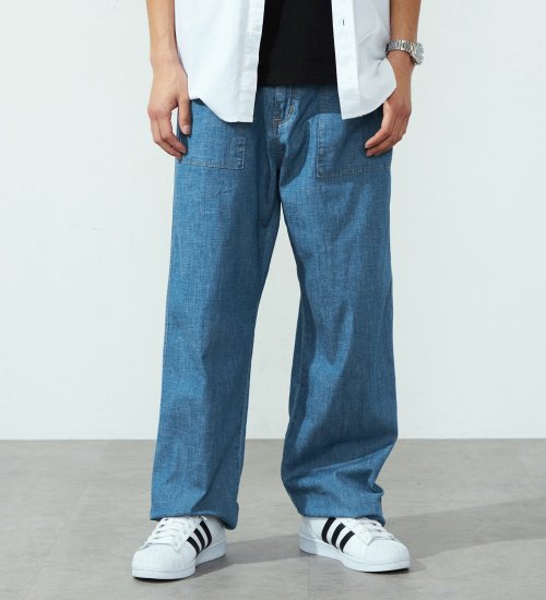 EDWIN(エドウイン)の【ポイントアップ対象】イージーワイドベイカーデニムパンツ【アウトレット店舗・WEB限定】|パンツ/デニム/メンズ|中色ブルー