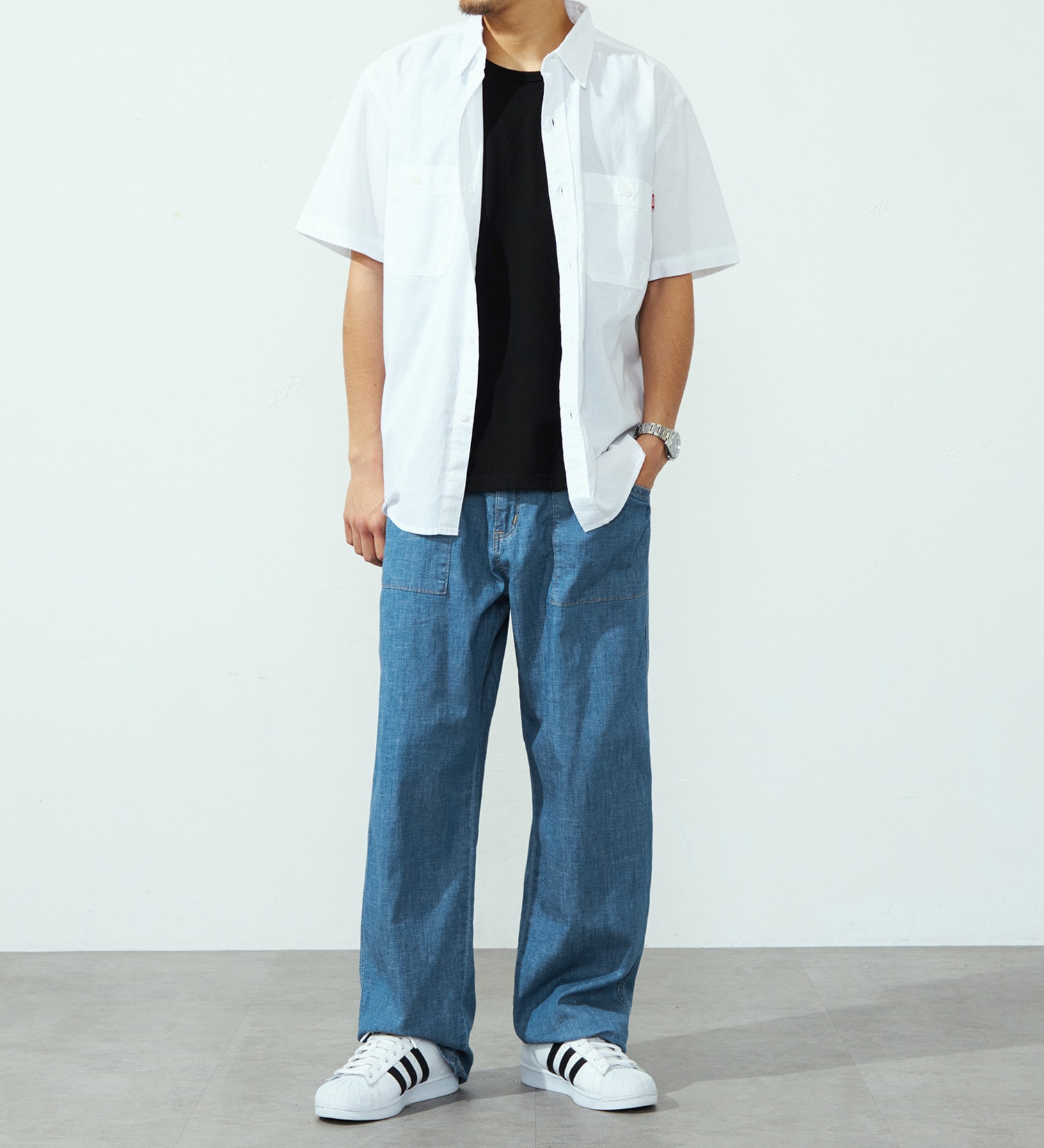 EDWIN(エドウイン)のイージーワイドベイカーデニムパンツ【アウトレット店舗・WEB限定】|パンツ/デニム / ジーンズパンツ/メンズ|中色ブルー