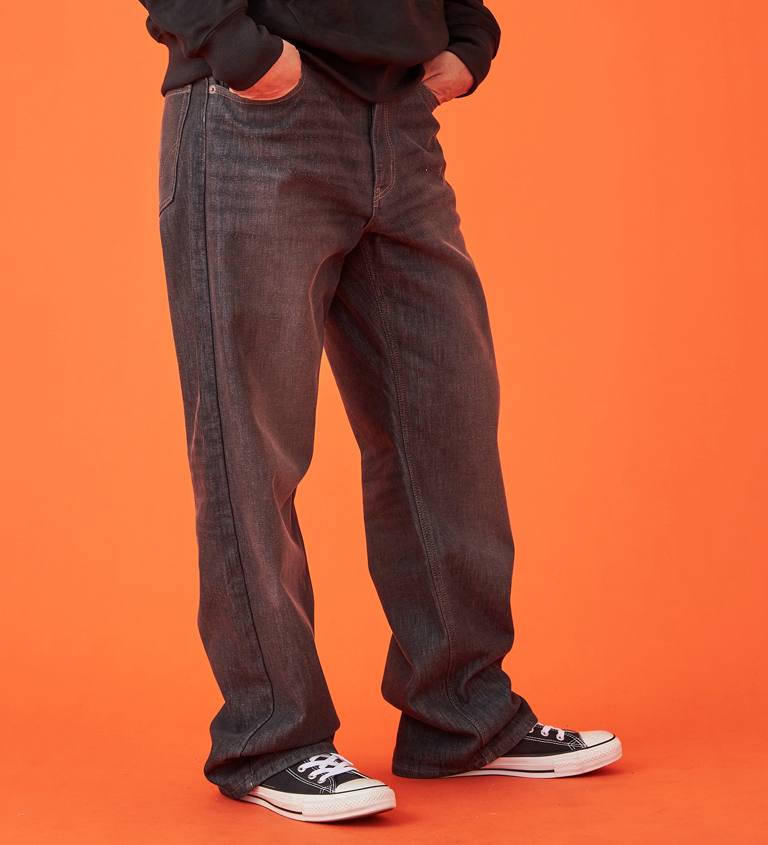 EDWIN(エドウイン)の【暖】ワイドデニムパンツ 防風【アウトレット店舗・WEB限定】|パンツ/デニム / ジーンズパンツ/メンズ|ブラックデニム