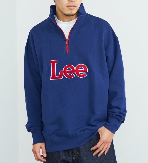 Lee(リー)の【FINAL SALE】Leeロゴハーフジップスウェット【アウトレット店舗・WEB限定】|トップス/スウェット/メンズ|ネイビー