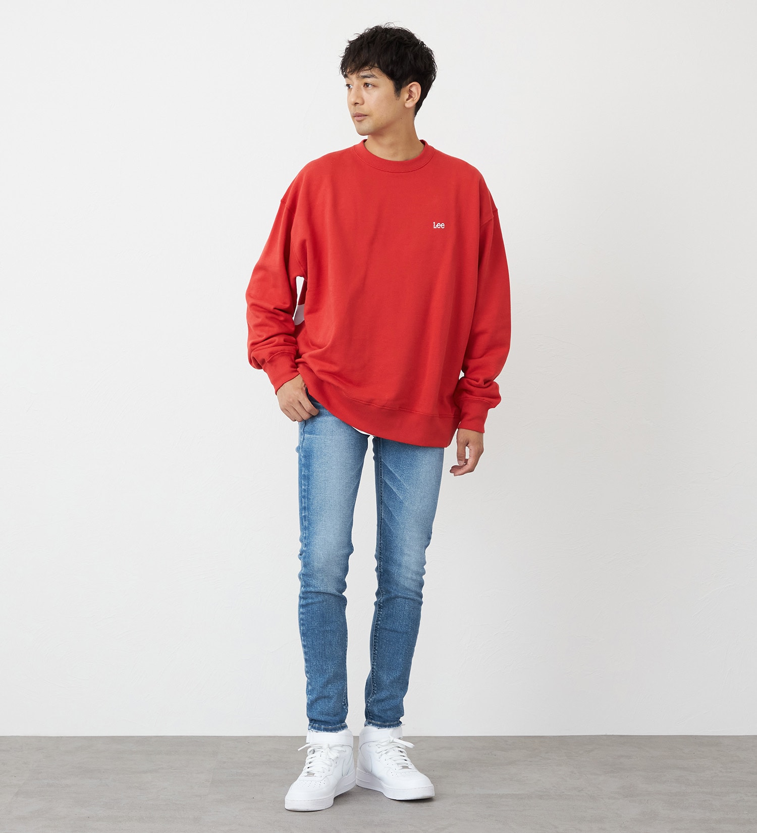 Lee(リー)のバックビッグロゴスウェット【アウトレット店舗・WEB限定】|トップス/スウェット/メンズ|レッド