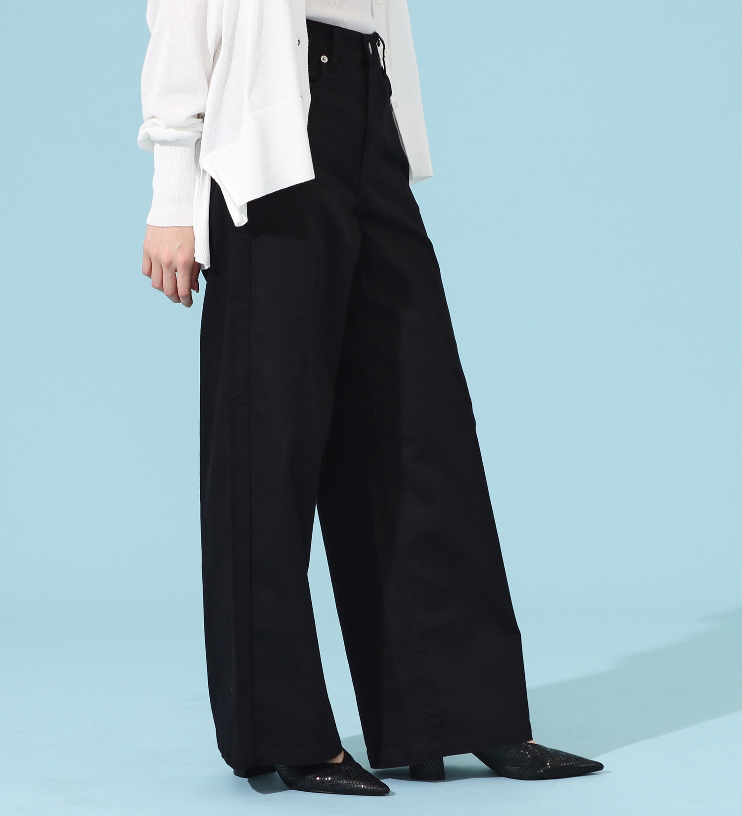 EDWIN(エドウイン)のCOOLサマーワイドデニムパンツ【涼】【アウトレット店舗・WEB限定商品】|パンツ/パンツ/レディース|ブラック