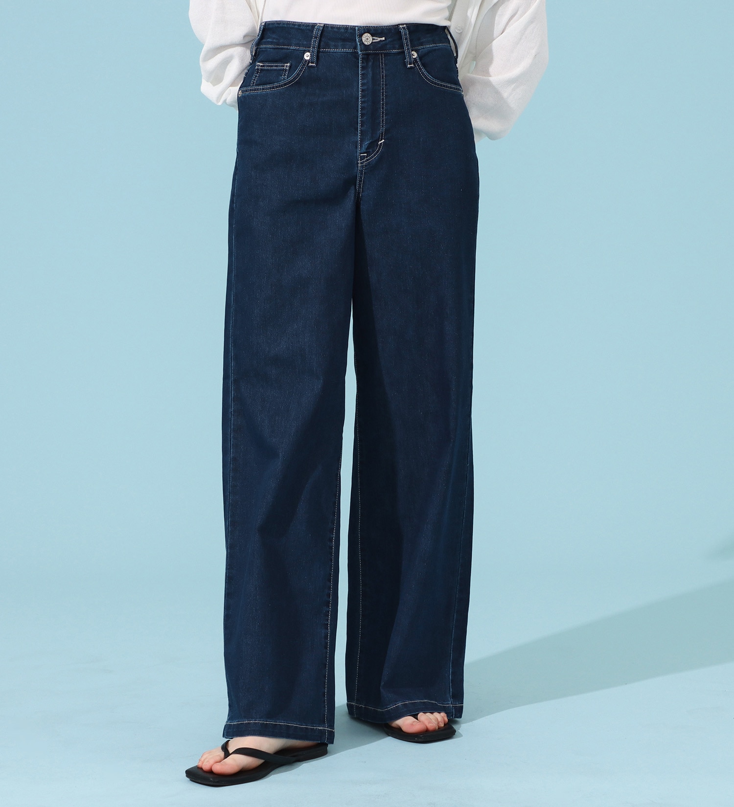 EDWIN(エドウイン)のCOOLサマーワイドデニムパンツ【涼】【アウトレット店舗・WEB限定商品】|パンツ/デニム / ジーンズパンツ/レディース|中色ブルー