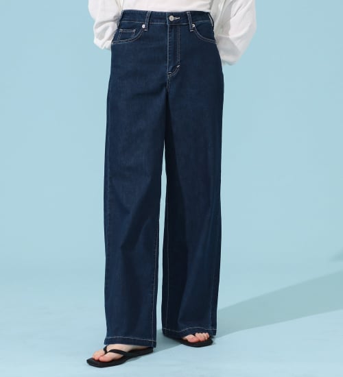 EDWIN(エドウイン)のCOOLサマーワイドデニムパンツ【涼】【アウトレット店舗・WEB限定商品】|パンツ/デニム / ジーンズパンツ/レディース|中色ブルー