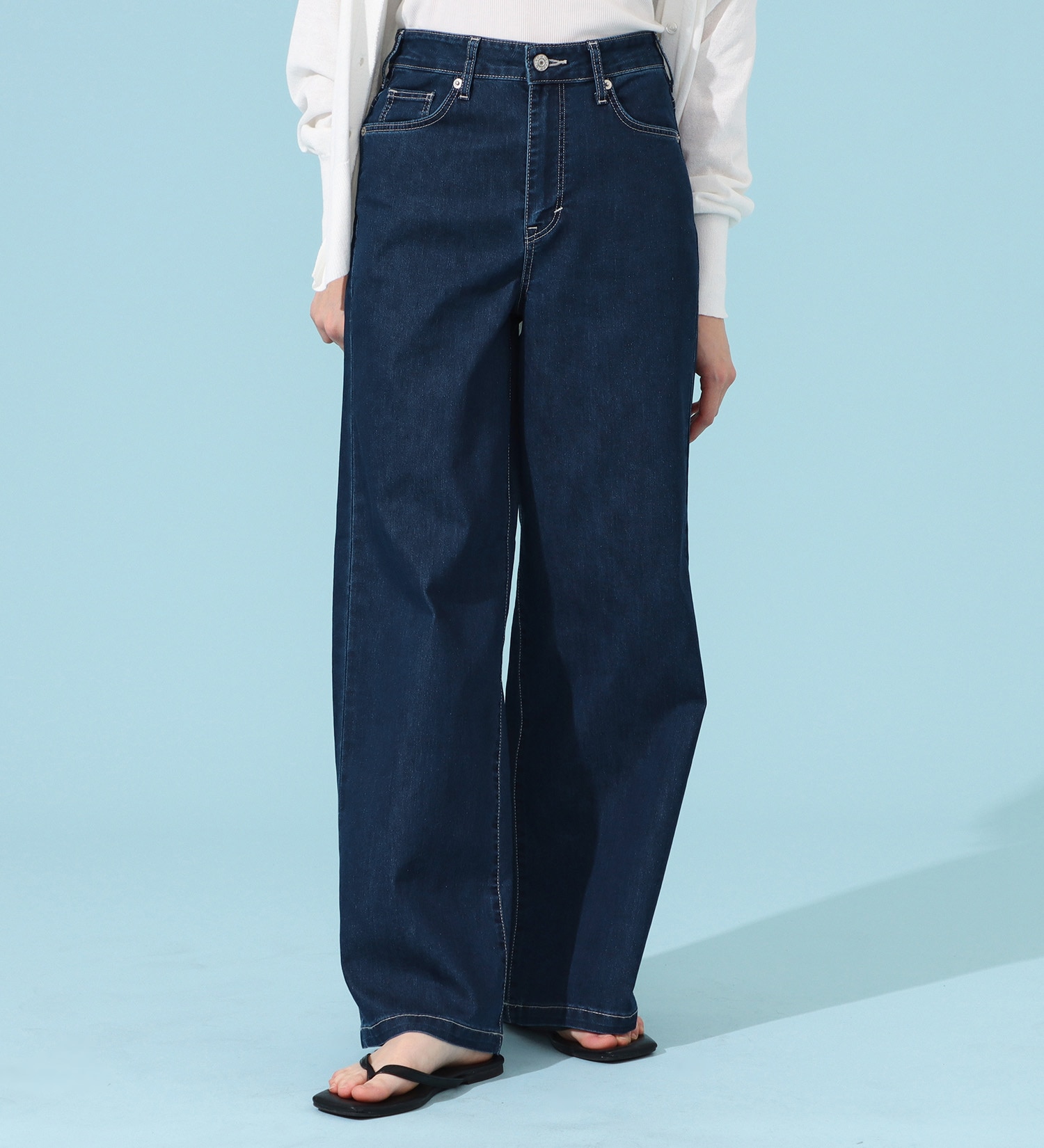 EDWIN(エドウイン)のCOOLサマーワイドデニムパンツ【涼】【アウトレット店舗・WEB限定商品】|パンツ/デニム / ジーンズパンツ/レディース|中色ブルー