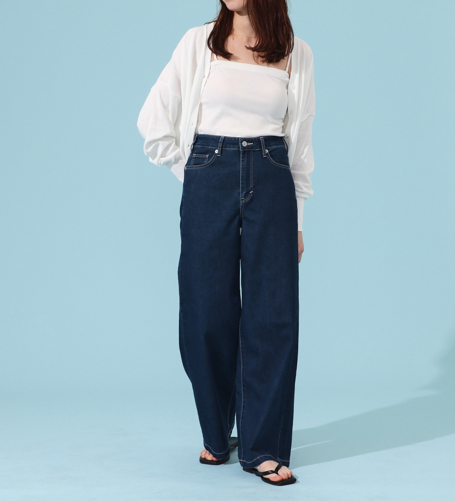 EDWIN(エドウイン)のCOOLサマーワイドデニムパンツ【涼】【アウトレット店舗・WEB限定商品】|パンツ/デニム / ジーンズパンツ/レディース|中色ブルー