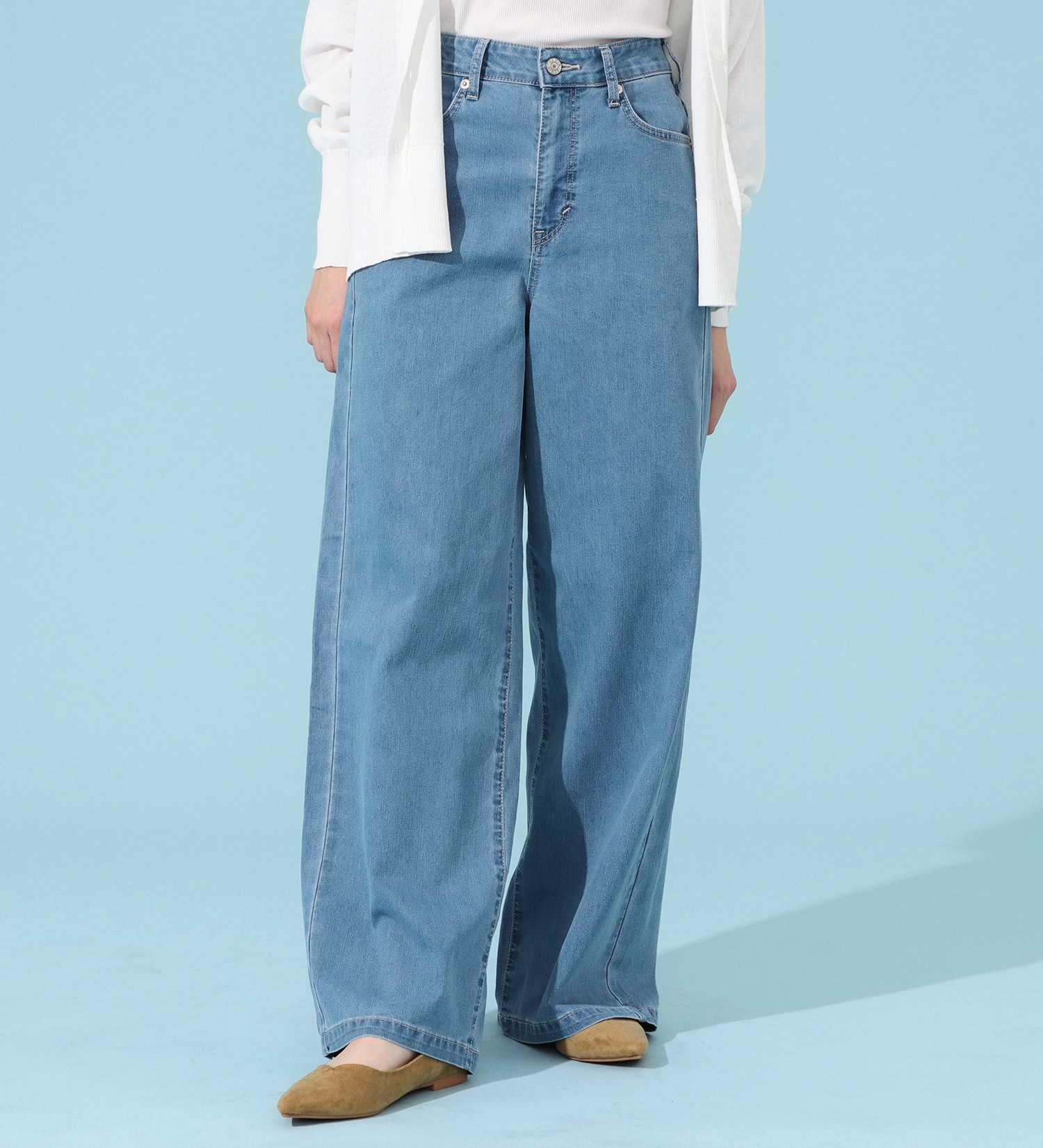 EDWIN(エドウイン)のCOOLサマーワイドデニムパンツ【涼】【アウトレット店舗・WEB限定商品】|パンツ/デニム / ジーンズパンツ/レディース|淡色ブルー