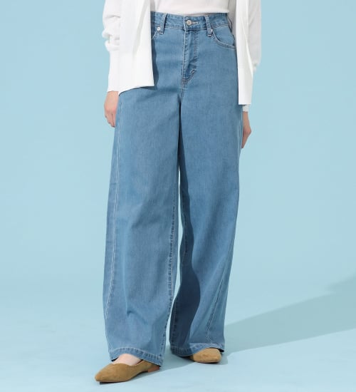 EDWIN(エドウイン)のCOOLサマーワイドデニムパンツ【涼】【アウトレット店舗・WEB限定商品】|パンツ/デニム / ジーンズパンツ/レディース|淡色ブルー