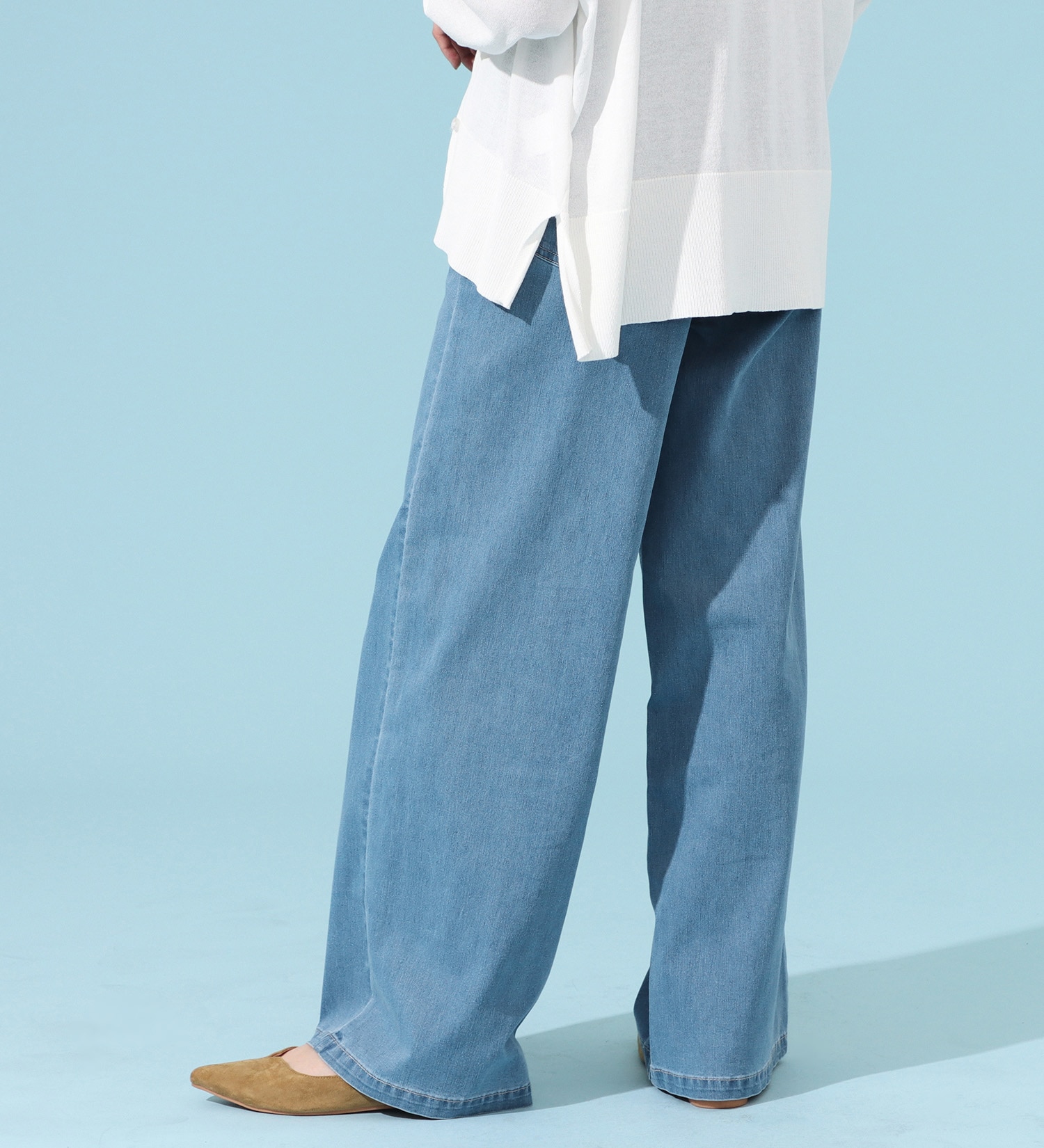 EDWIN(エドウイン)のCOOLサマーワイドデニムパンツ【涼】【アウトレット店舗・WEB限定商品】|パンツ/デニム / ジーンズパンツ/レディース|淡色ブルー