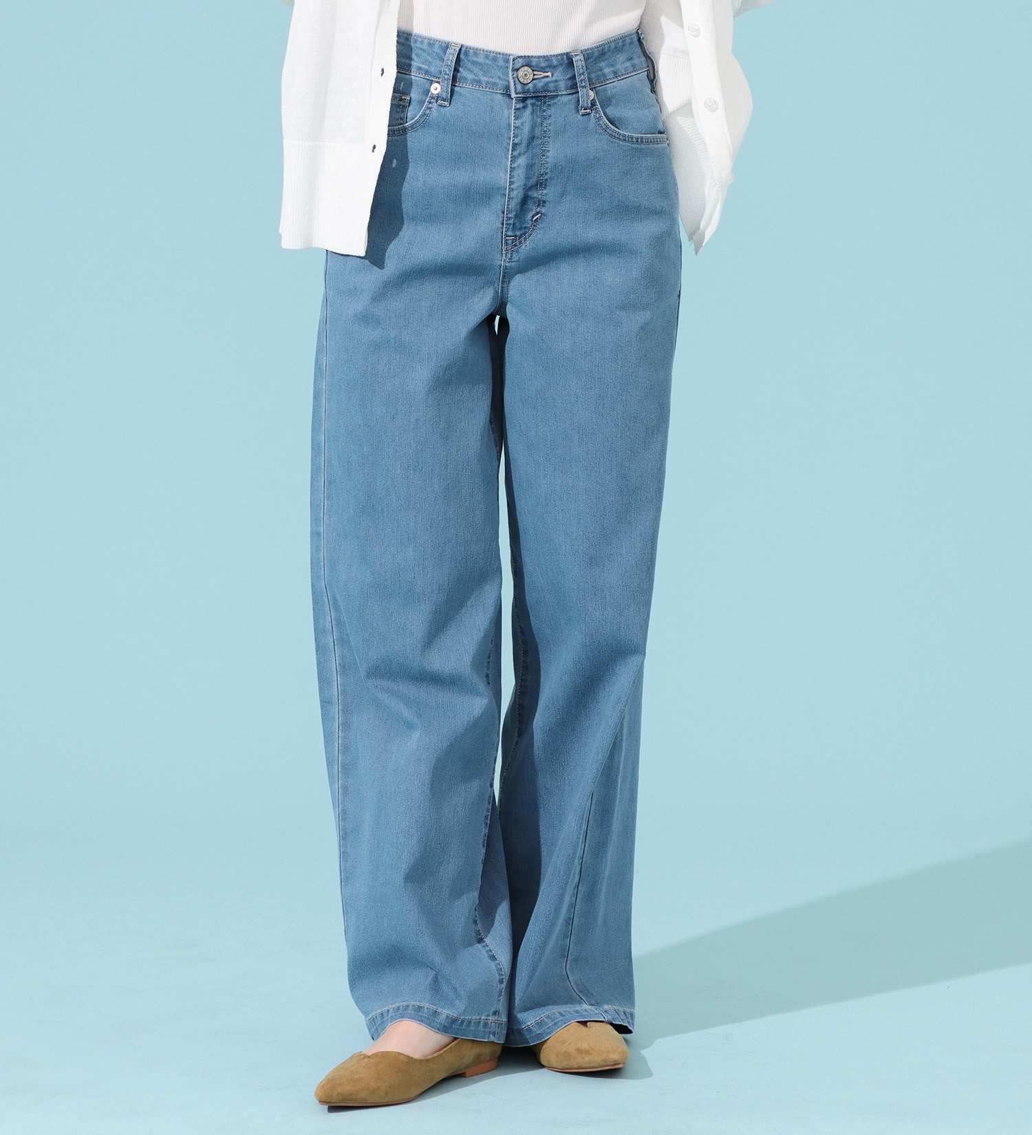 EDWIN(エドウイン)のCOOLサマーワイドデニムパンツ【涼】【アウトレット店舗・WEB限定商品】|パンツ/デニム / ジーンズパンツ/レディース|淡色ブルー