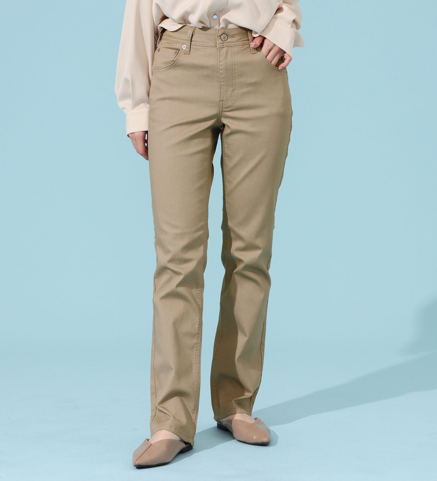 EDWIN(エドウイン)のCOOLサマーストレートデニムパンツ【涼】【アウトレット店舗・WEB限定商品】|パンツ/パンツ/レディース|ベージュ