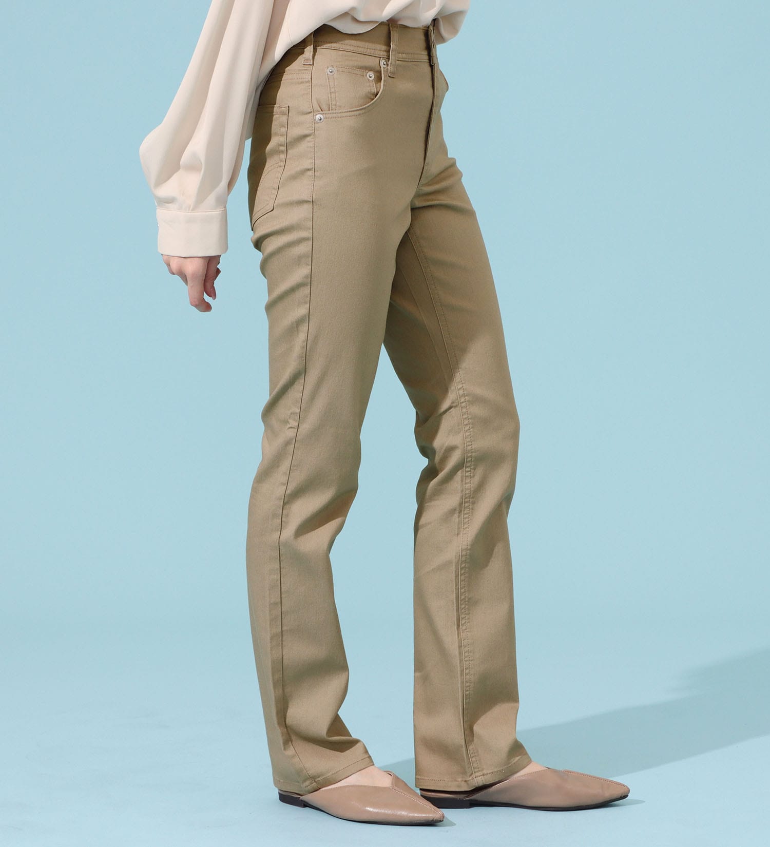 EDWIN(エドウイン)のCOOLサマーストレートデニムパンツ【涼】【アウトレット店舗・WEB限定商品】|パンツ/パンツ/レディース|ベージュ