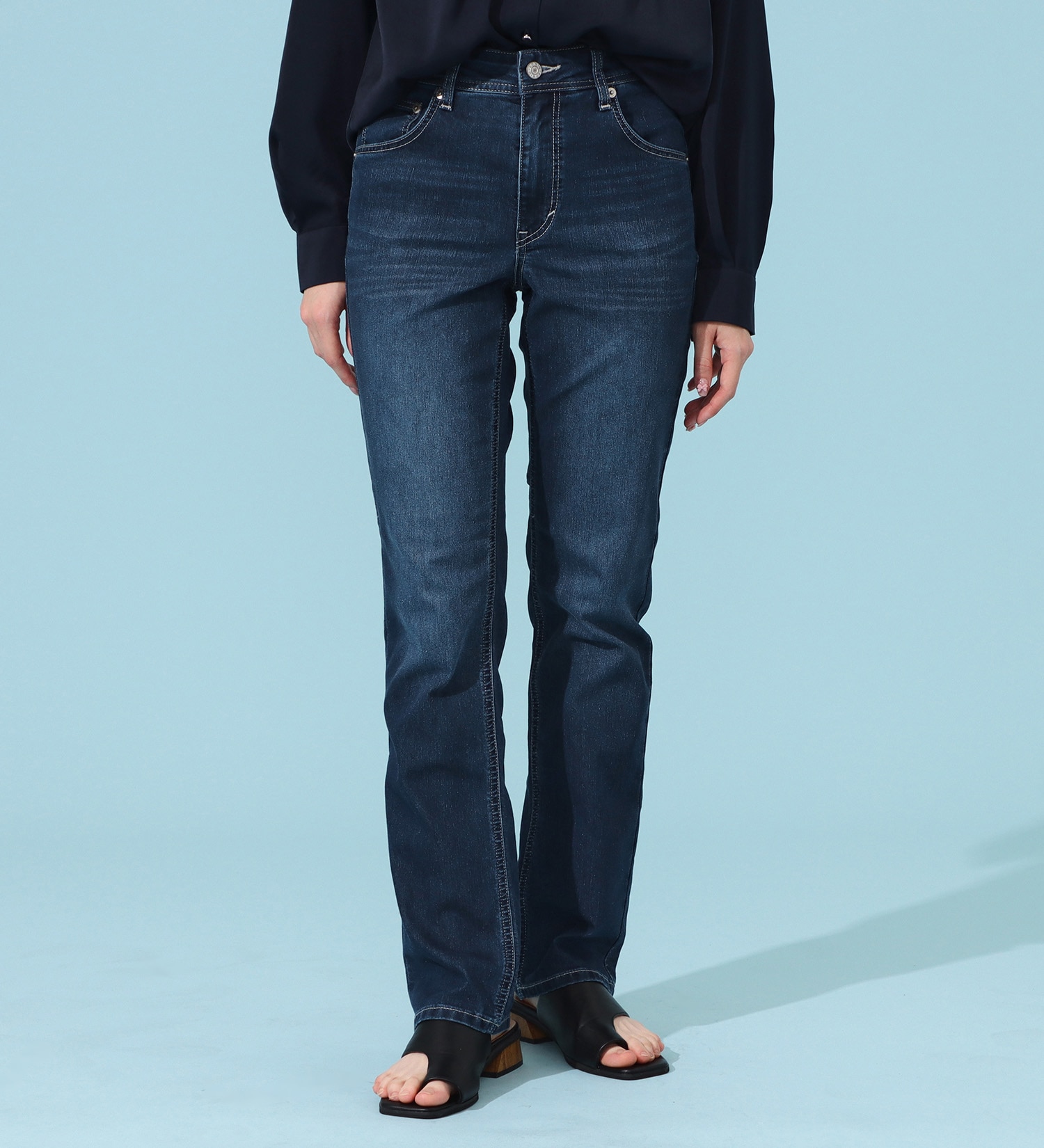 EDWIN(エドウイン)のCOOLサマーストレートデニムパンツ【涼】【アウトレット店舗・WEB限定商品】|パンツ/デニム / ジーンズパンツ/レディース|濃色ブルー