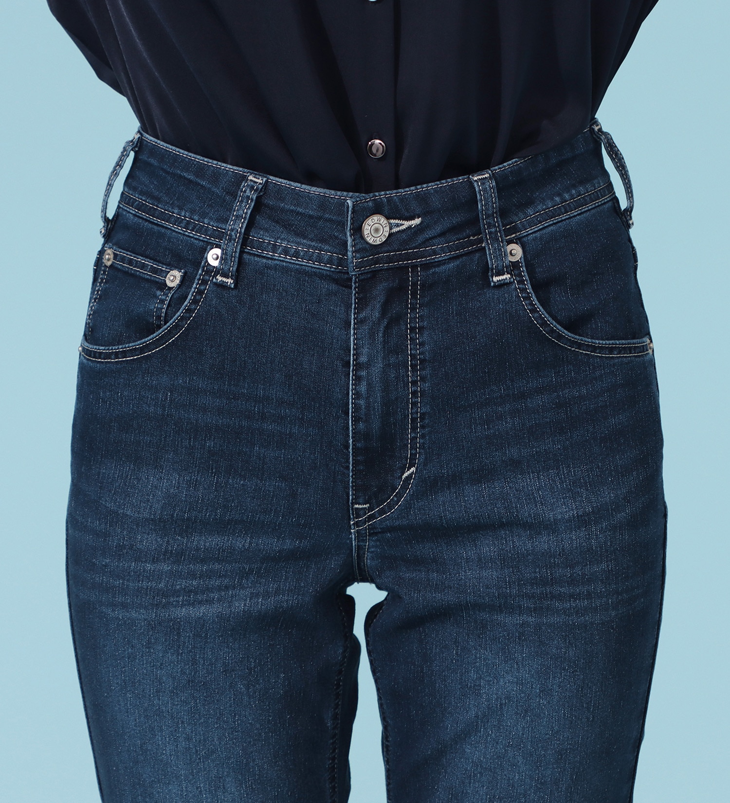 EDWIN(エドウイン)のCOOLサマーストレートデニムパンツ【涼】【アウトレット店舗・WEB限定商品】|パンツ/デニム / ジーンズパンツ/レディース|濃色ブルー