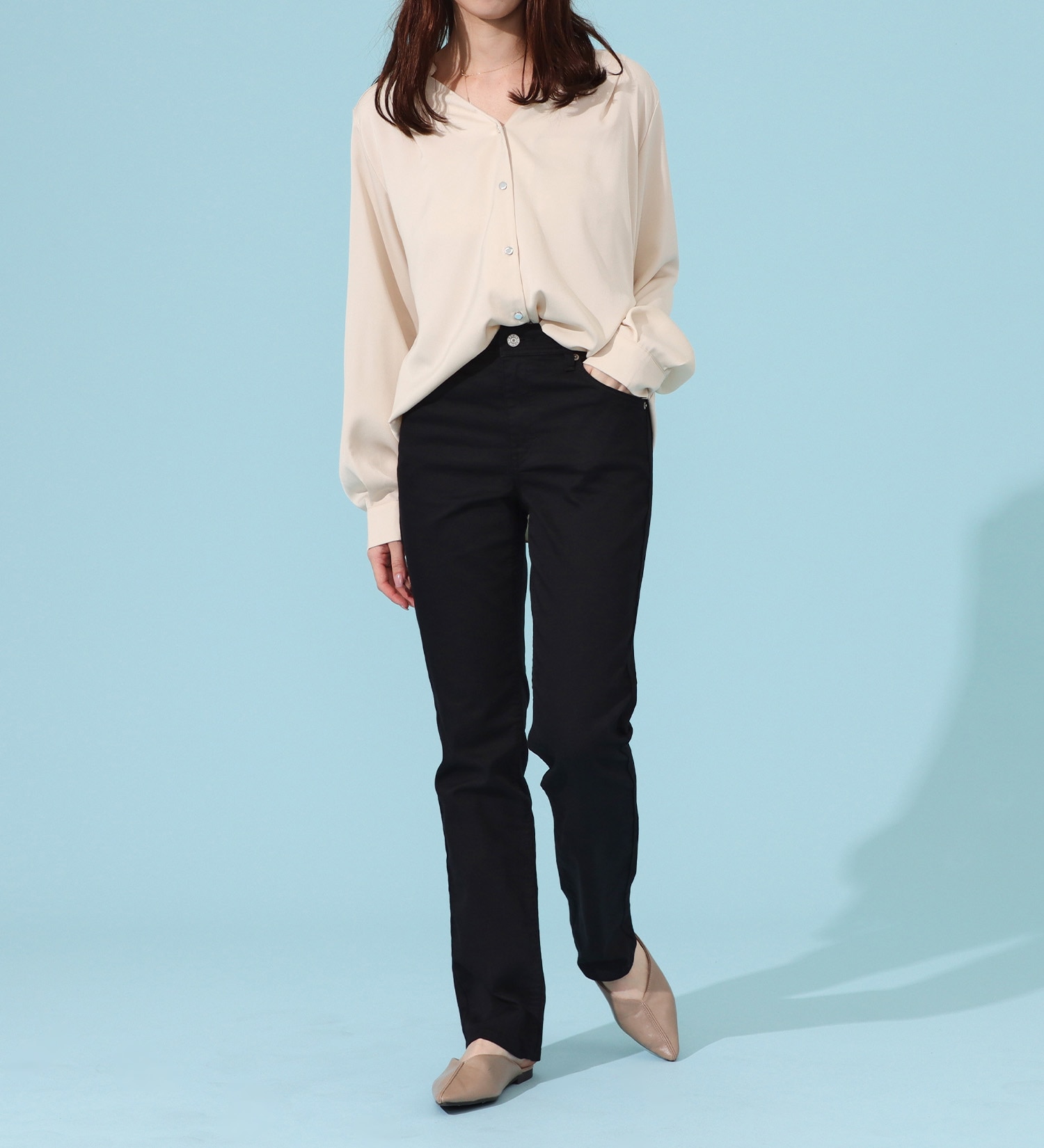 EDWIN(エドウイン)のCOOLサマーストレートデニムパンツ【涼】【アウトレット店舗・WEB限定商品】|パンツ/パンツ/レディース|ブラック