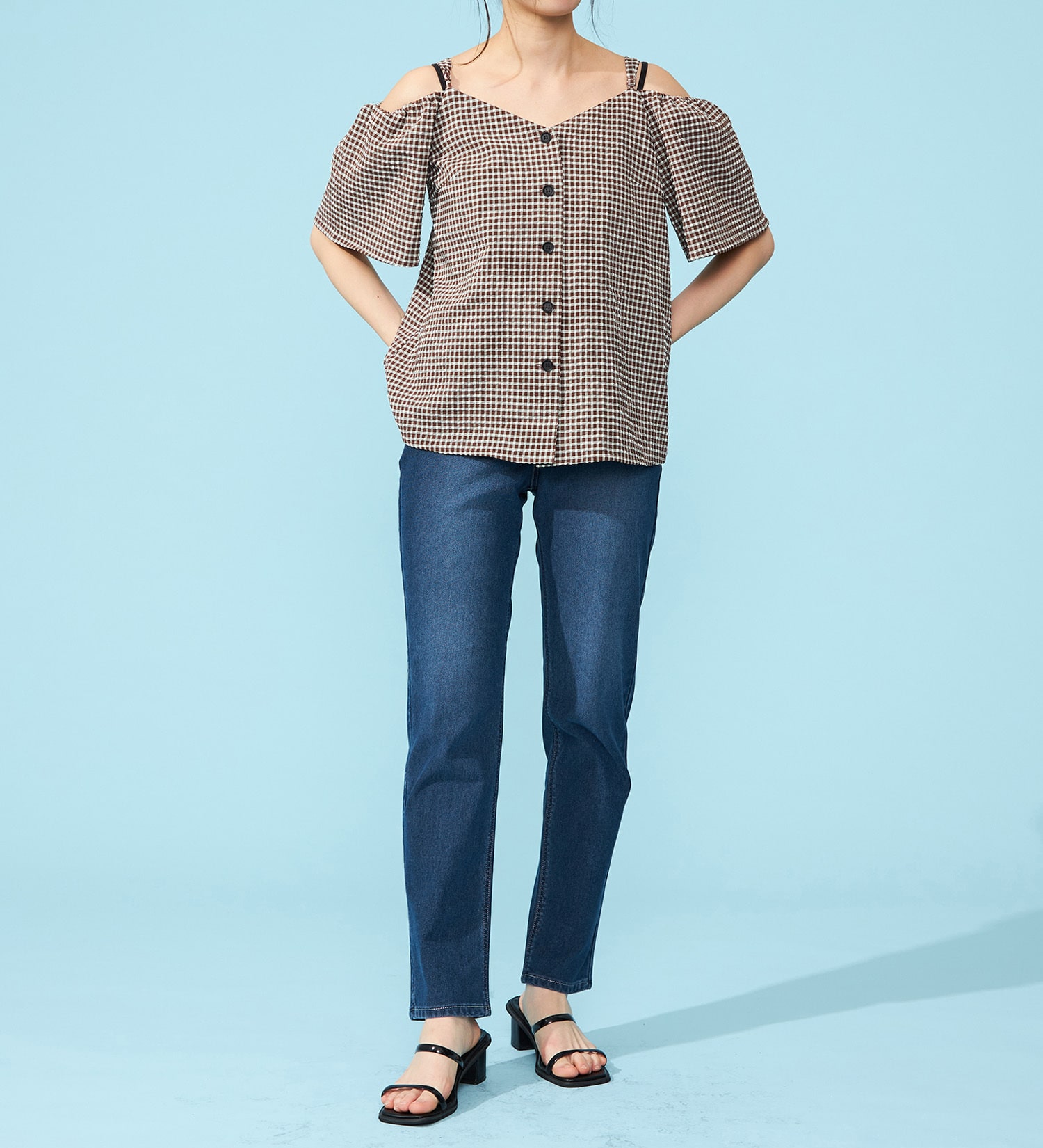 EDWIN(エドウイン)の【試着対象】【涼】COOL テーパードデニムパンツ【アウトレット店舗・WEB限定】|パンツ/パンツ/レディース|中色ブルー